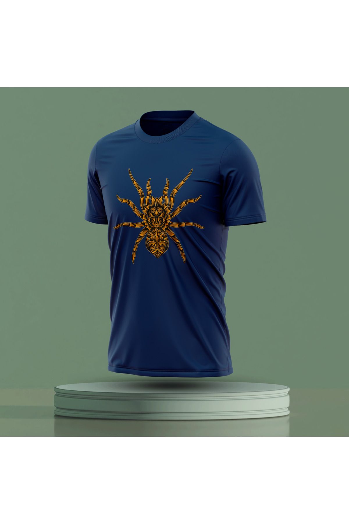Bulvar Lee Erkek Sıfır Yaka Örümcek Baskılı Yazlık T-Shirt