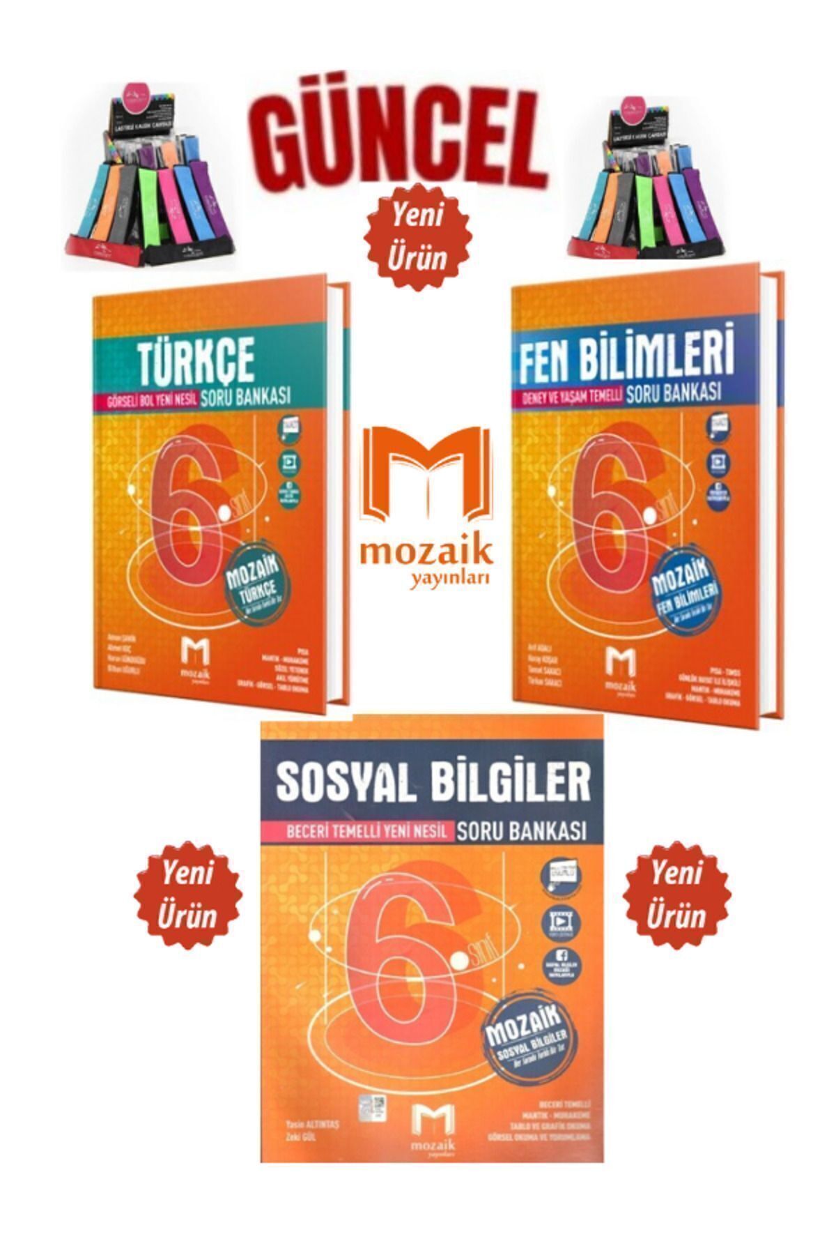Marsis Yayınları Mozaik 6.Sınıf Türkçe-Fen-Sosyal Soru Bankası Seti+Kalemlik