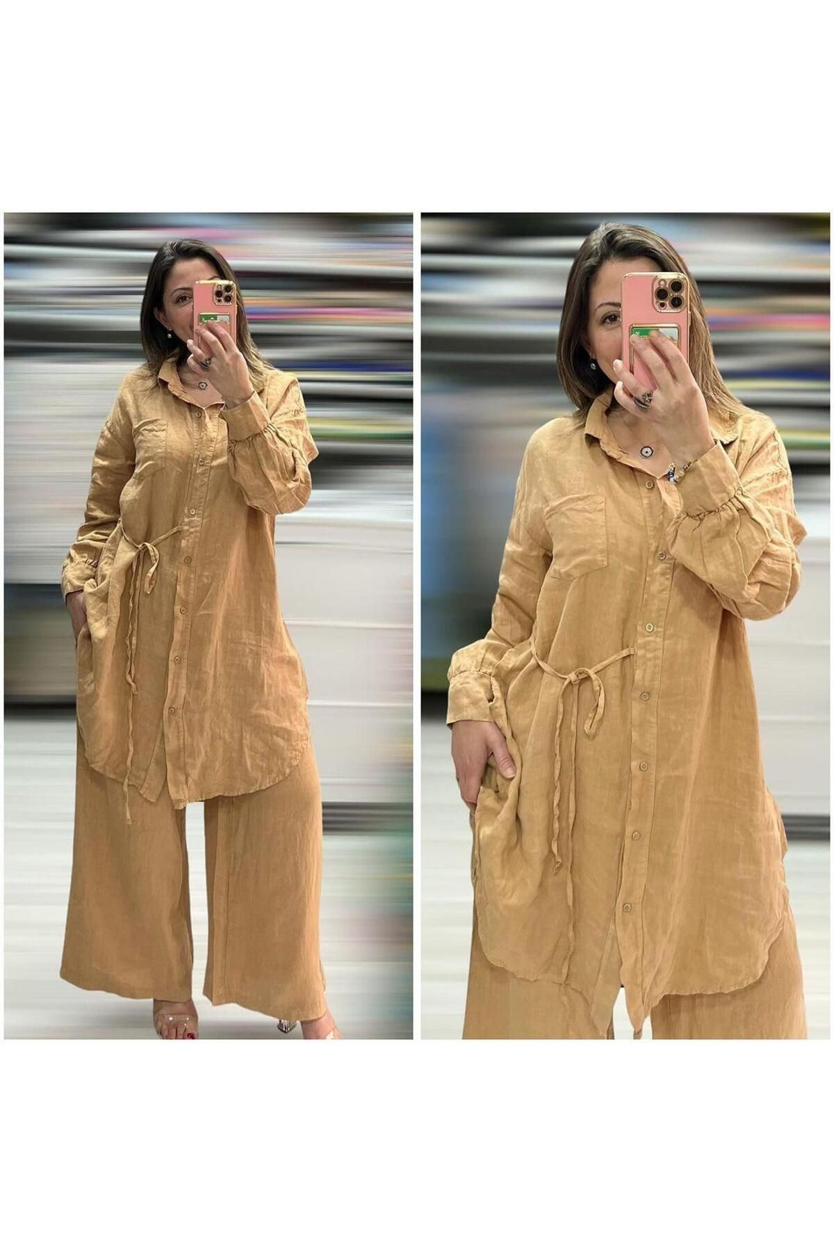 Hanımefendi Butik İtalyan Keten Tunik Takım - BAL