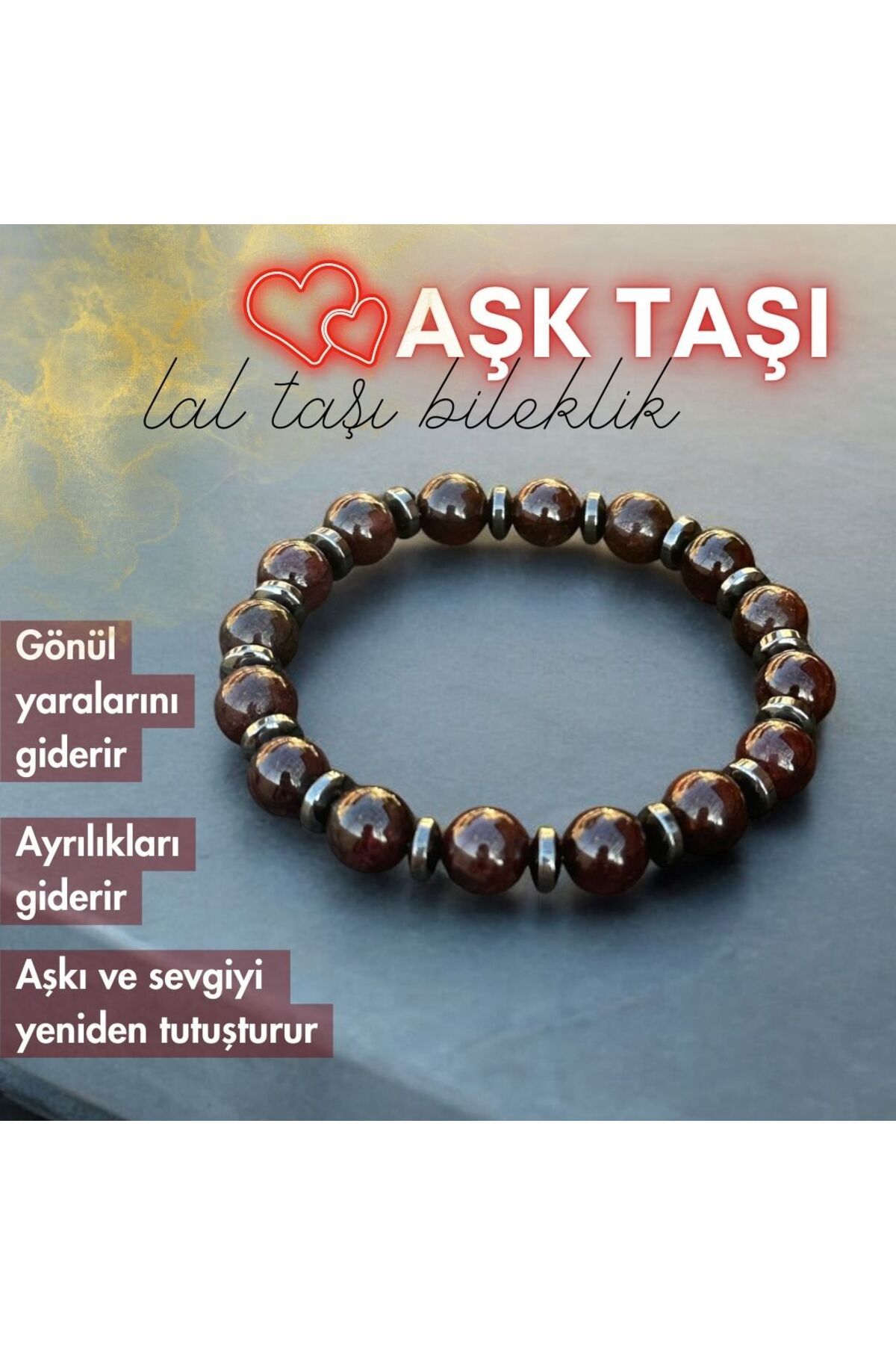 Bonicce Granat (LAL TAŞI) Gerçek Doğal Taş Bileklik