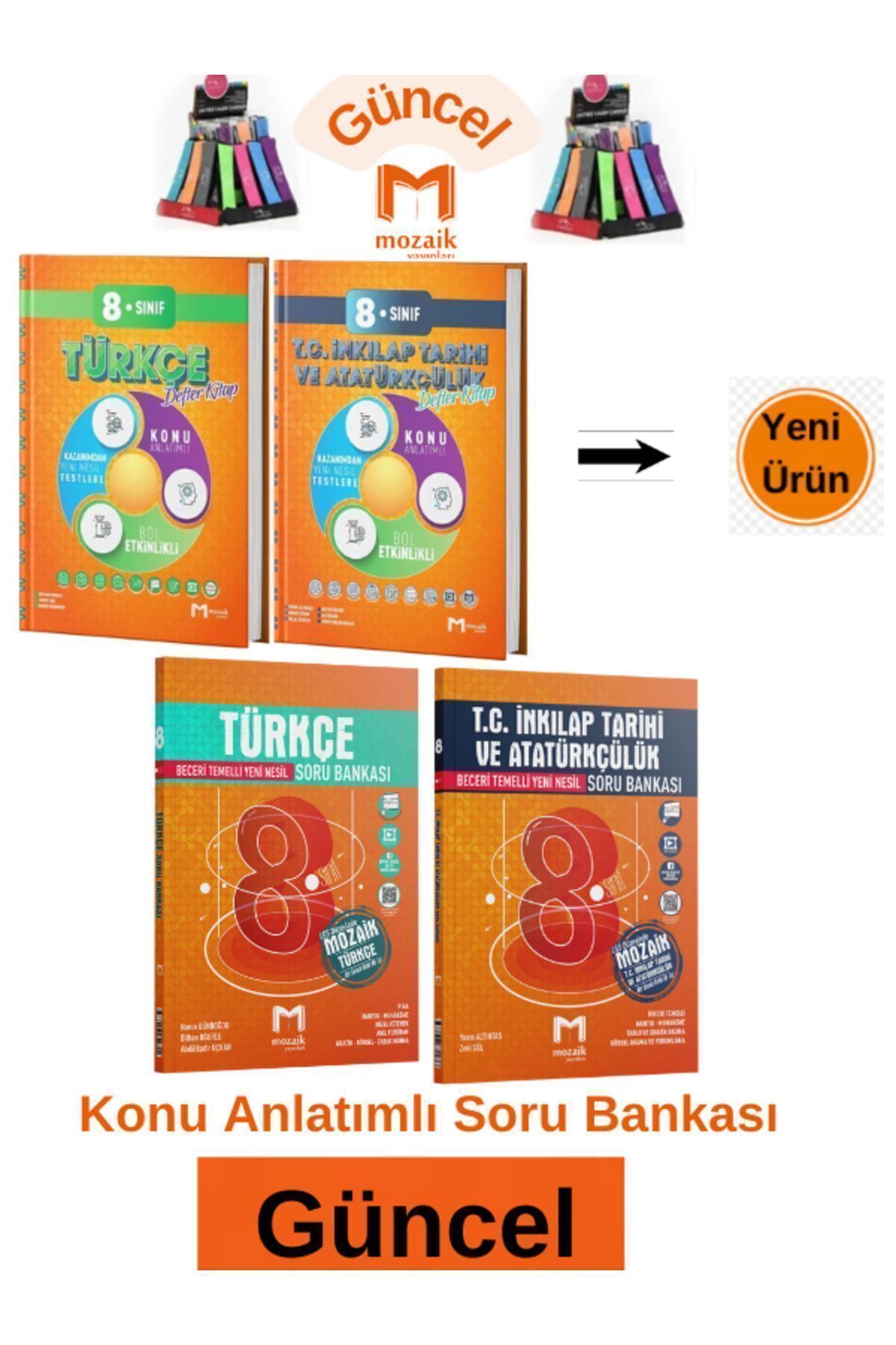 Marsis Yayınları Mozaik 8.Sınıf İnk.Tarihi-Türkçe Konu Anlatım Etkinlikli Defter Kitap-Soru Bankası Seti+Kalemlik