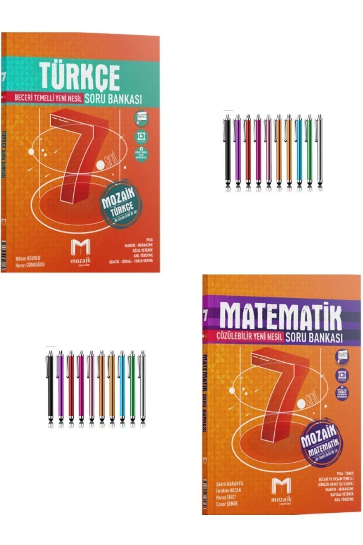 Marsis Yayınları Mozaik 7.Sınıf Türkçe-Matematik Soru Bankası Seti+Dokunmatik Kalem