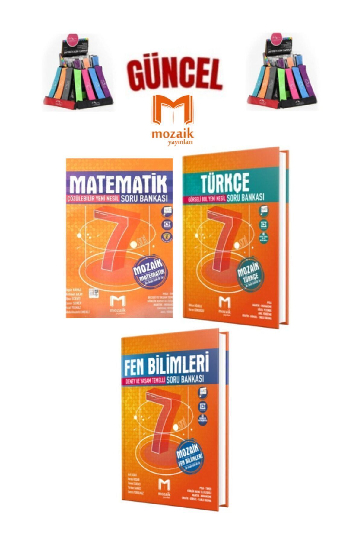 Marsis Yayınları Mozaik 7.Sınıf Matematik-Türkçe-Fen Video Çözümlü Soru Bankası Seti+Kalemlik