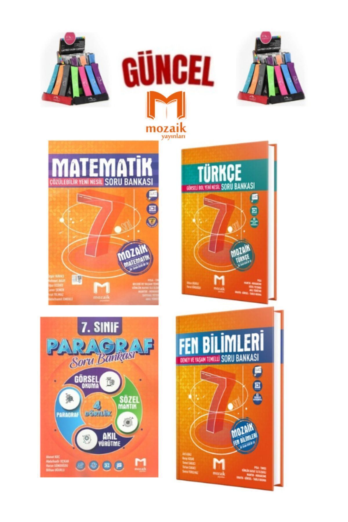 Marsis Yayınları Mozaik 7.Sınıf Matematik-Türkçe-Fen-Paragraf Video Çözümlü Soru Bankası Seti+Kalemlik