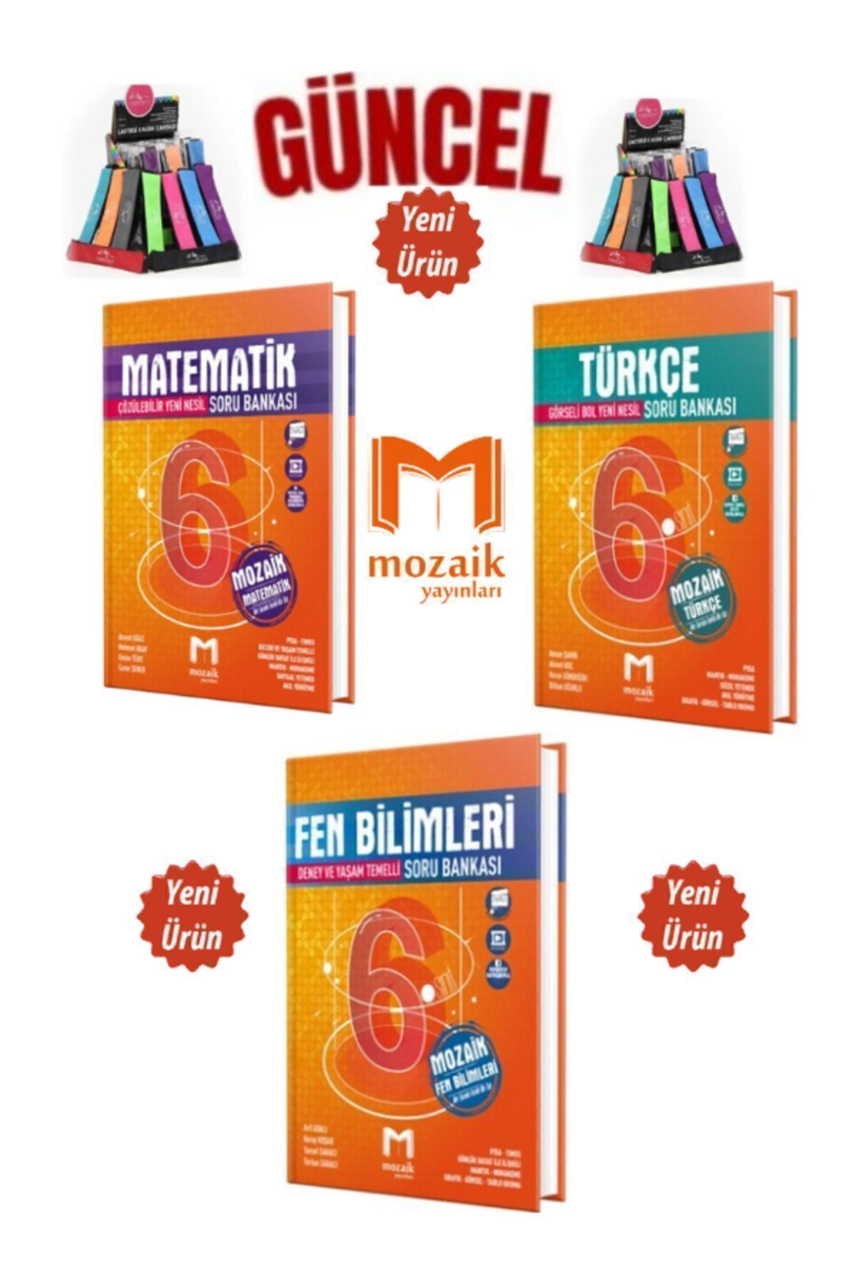 Marsis Yayınları Mozaik 6.Sınıf Matematik-Türkçe-Fen Soru Bankası Seti+Kalemlik