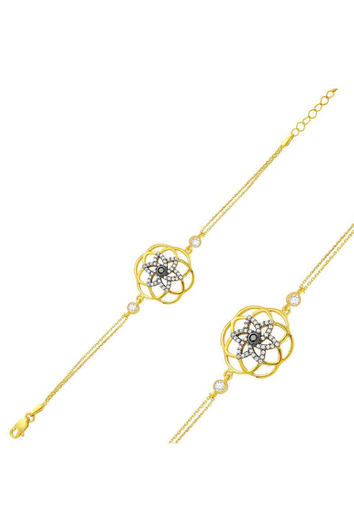 ecepazarlama Gümüş Gold Sarı Yaşam Çiçeği Bileklik