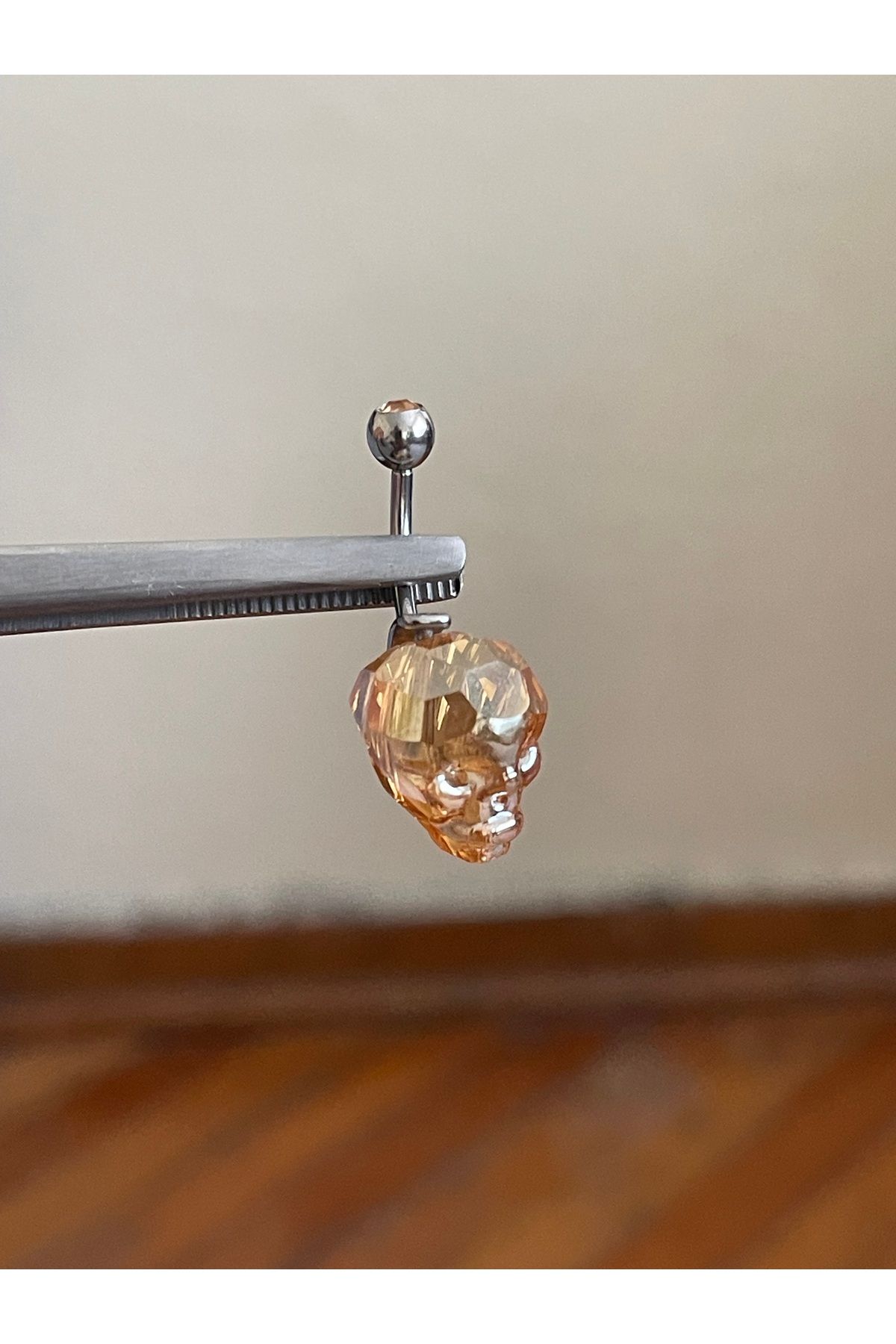 Rupen Kraft 316 L Cerrahi Çelik Kristal Kuru Kafa Piercing Göbek Piercingi