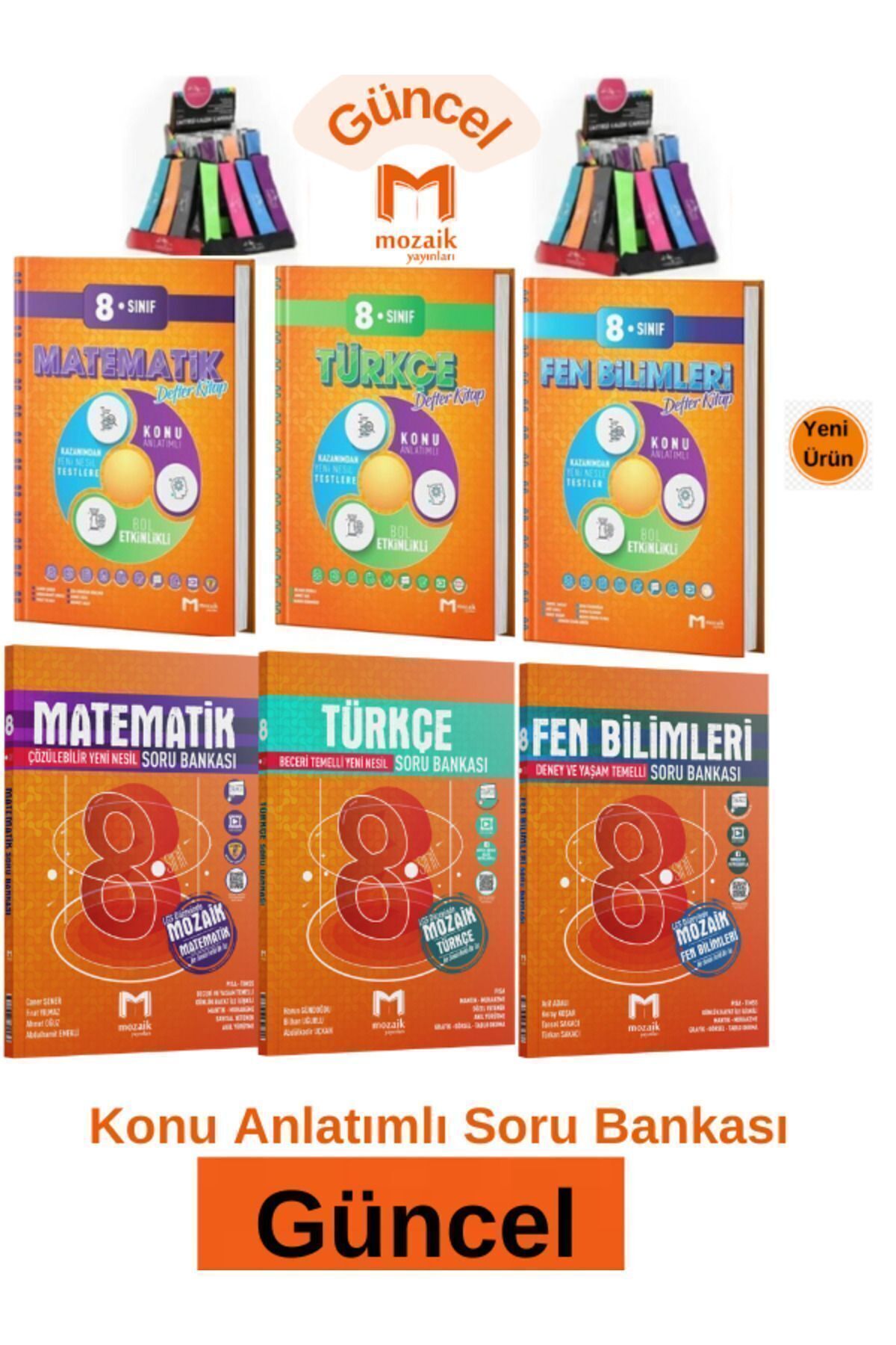 Marsis Yayınları Mozaik 8.Sınıf Mat.-Türkçe-Fen Konu Anlatım Etkinlikli Defter Kitap-Soru Bankası Seti+Kalemlik