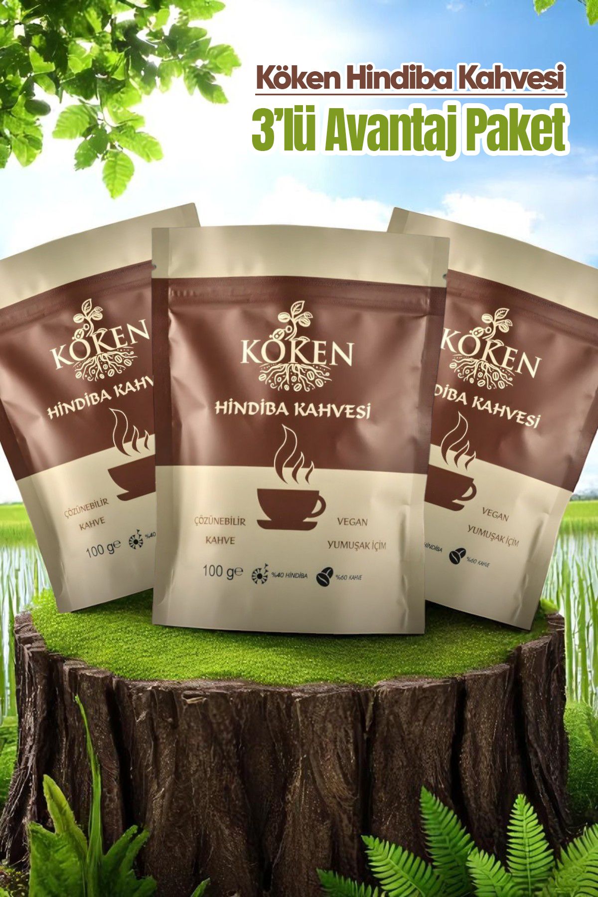 Köken Hindiba Kahvesi – %40 Hindiba %60 Kahve,- 3'lü