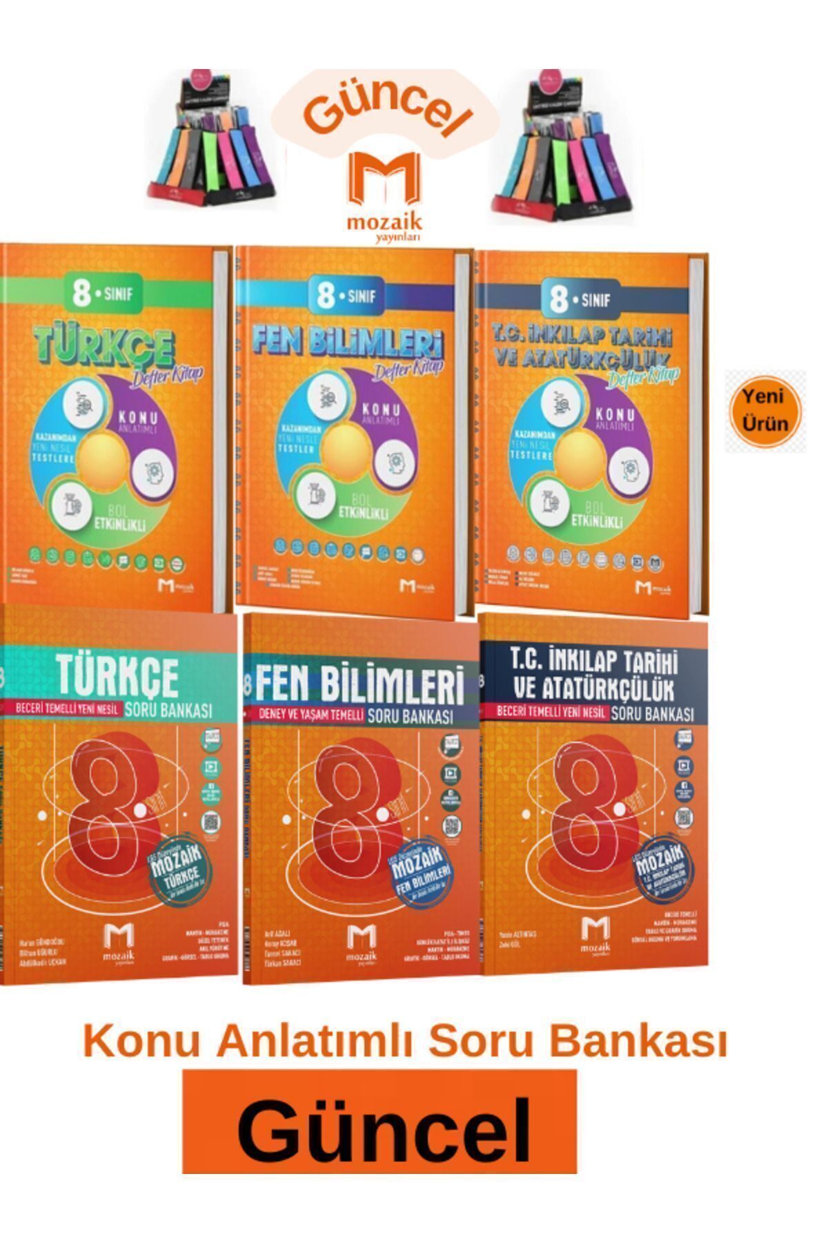 Marsis Yayınları Mozaik 8.Sınıf Fen-Türkçe-İnk.Tarihi Konu Anlatım Etkinlikli Defter Kitap-Soru Bankası Seti+Kalemlik