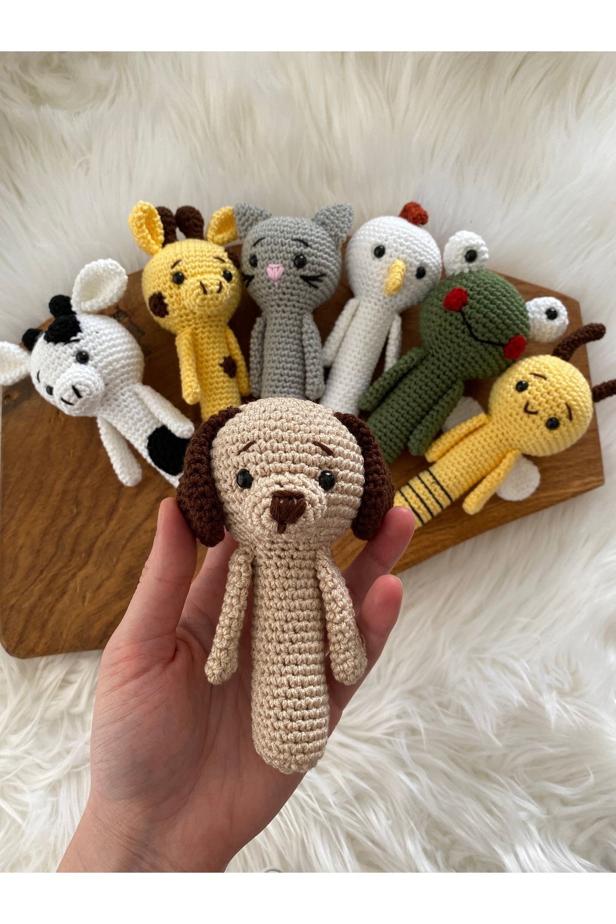 yucin Bebek çıngırak ,hayvan tanıma,minik oyuncak,Amigurumi oyuncak köpek