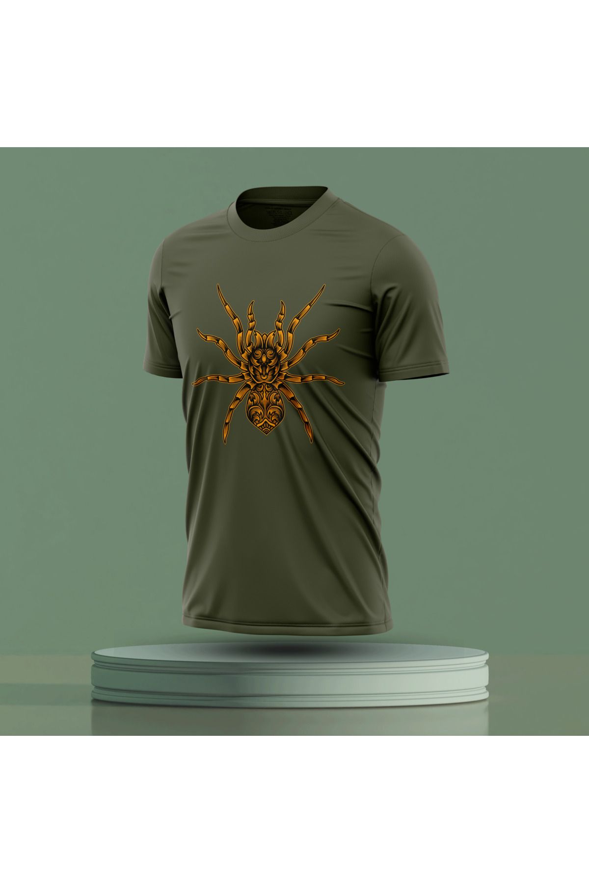 Bulvar Lee Erkek Sıfır Yaka Örümcek Baskılı Yazlık T-Shirt