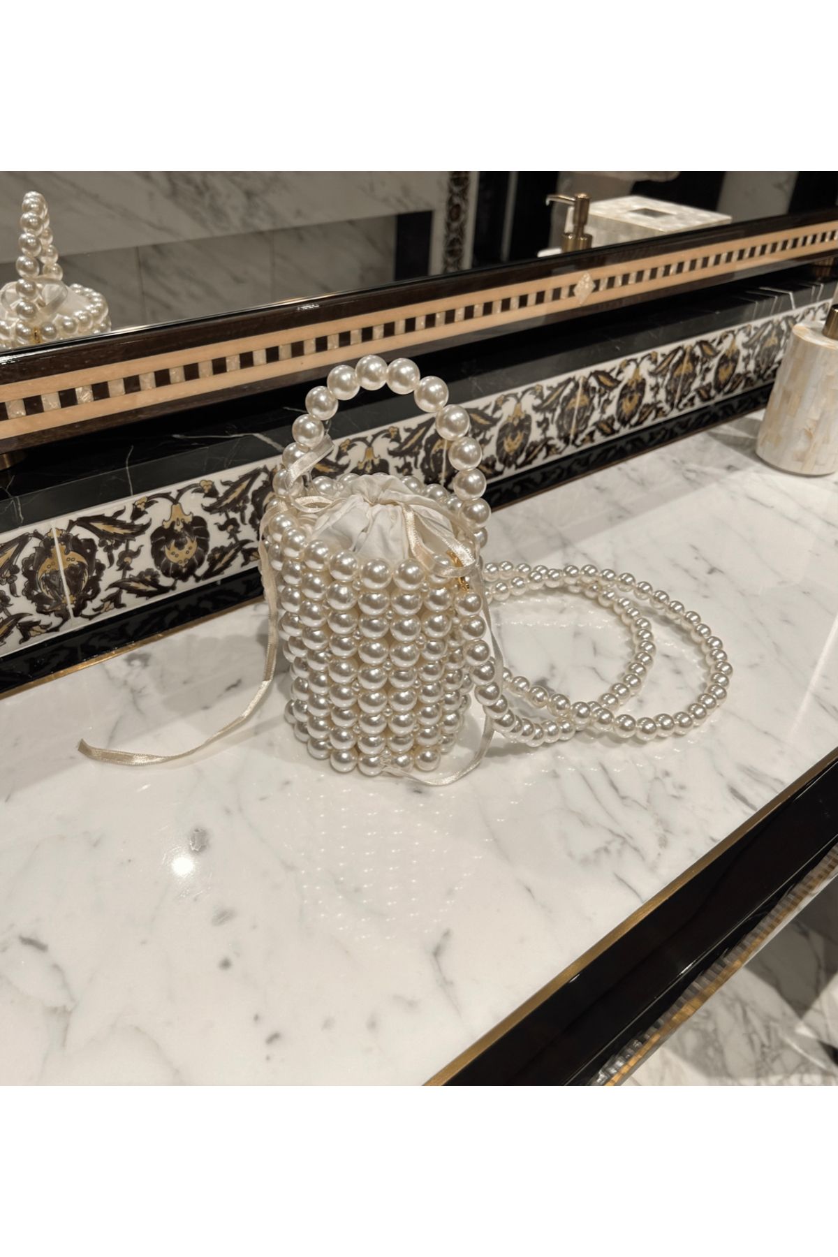 Merve Bayraktar belle pearl bag inci çanta
