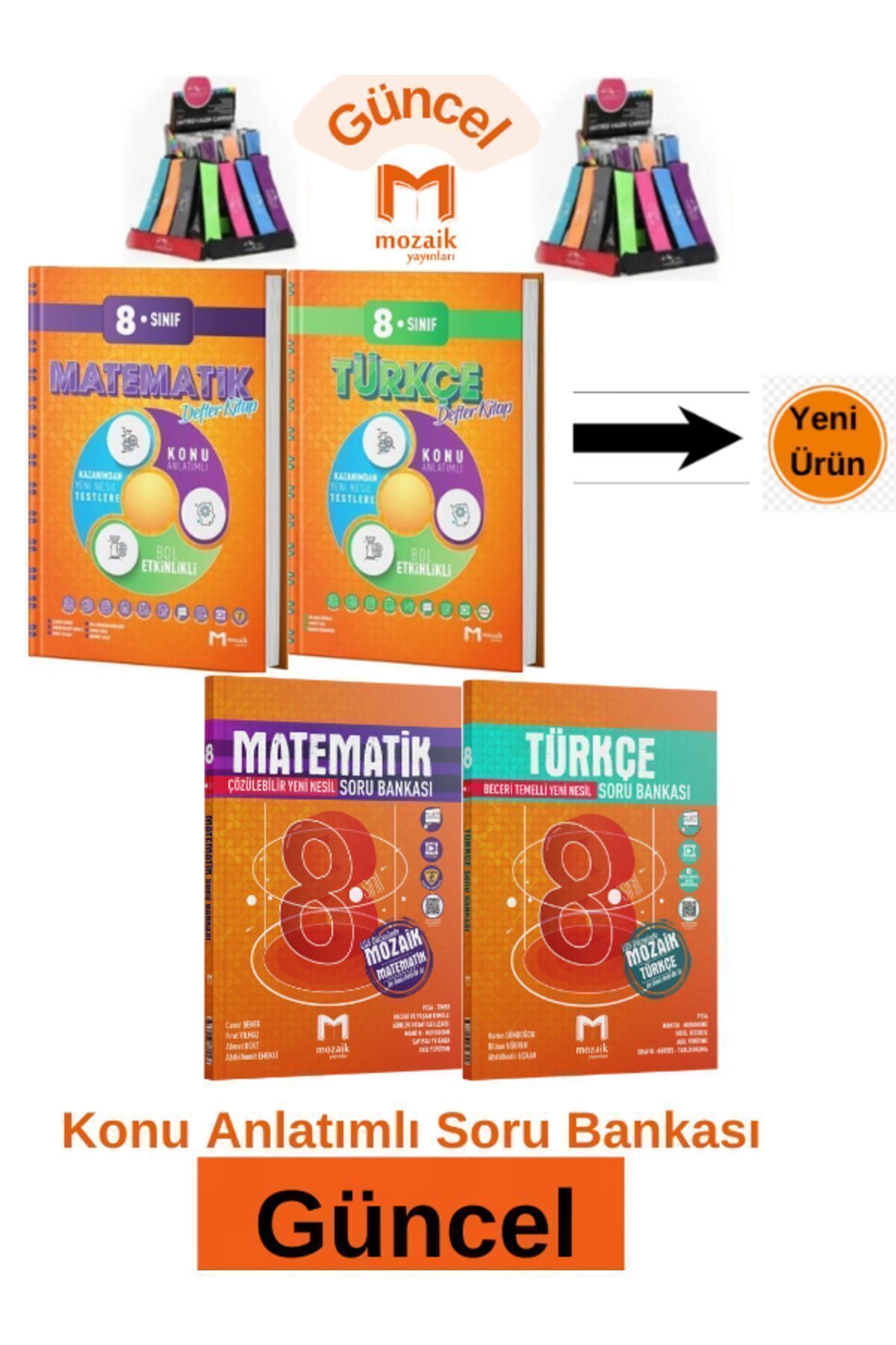 Marsis Yayınları Mozaik 8.Sınıf Matematik-Türkçe Konu Anlatım Etkinlikli Defter Kitap-Soru Bankası Seti+Kalemlik