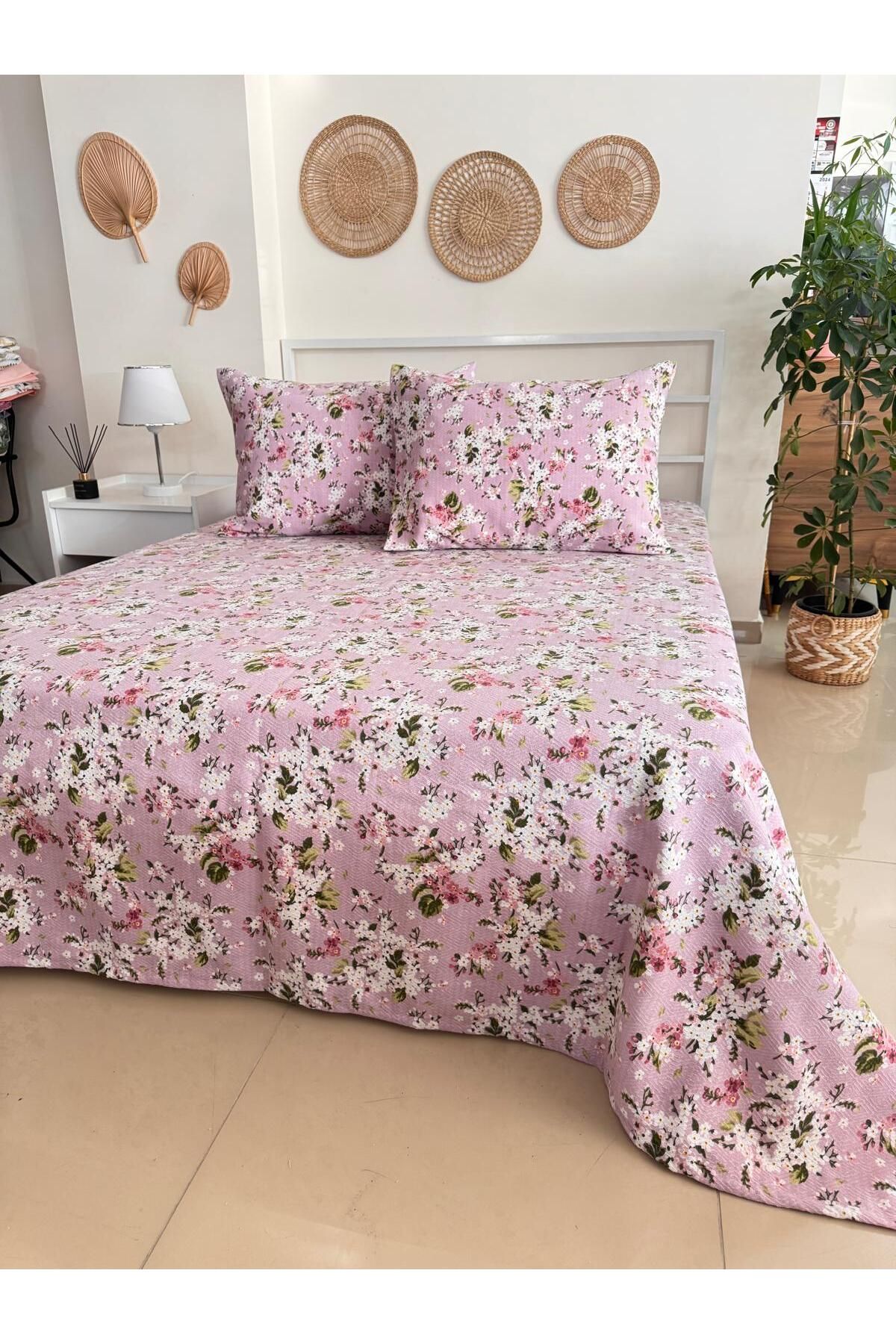 SAHRAN HOME PAMUKLU ÇİFT KİŞİLİK PİKE VE 2 ADET YASTIK KILIFI