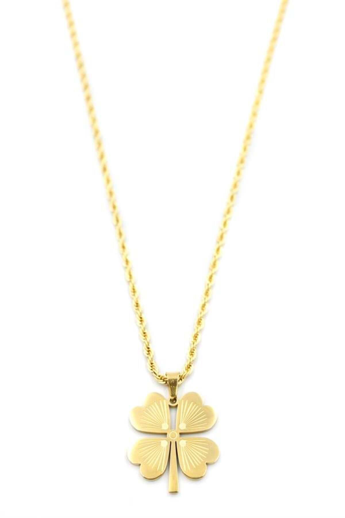 MBB ETİCARET Yonca Kolye- 45cm - Altın