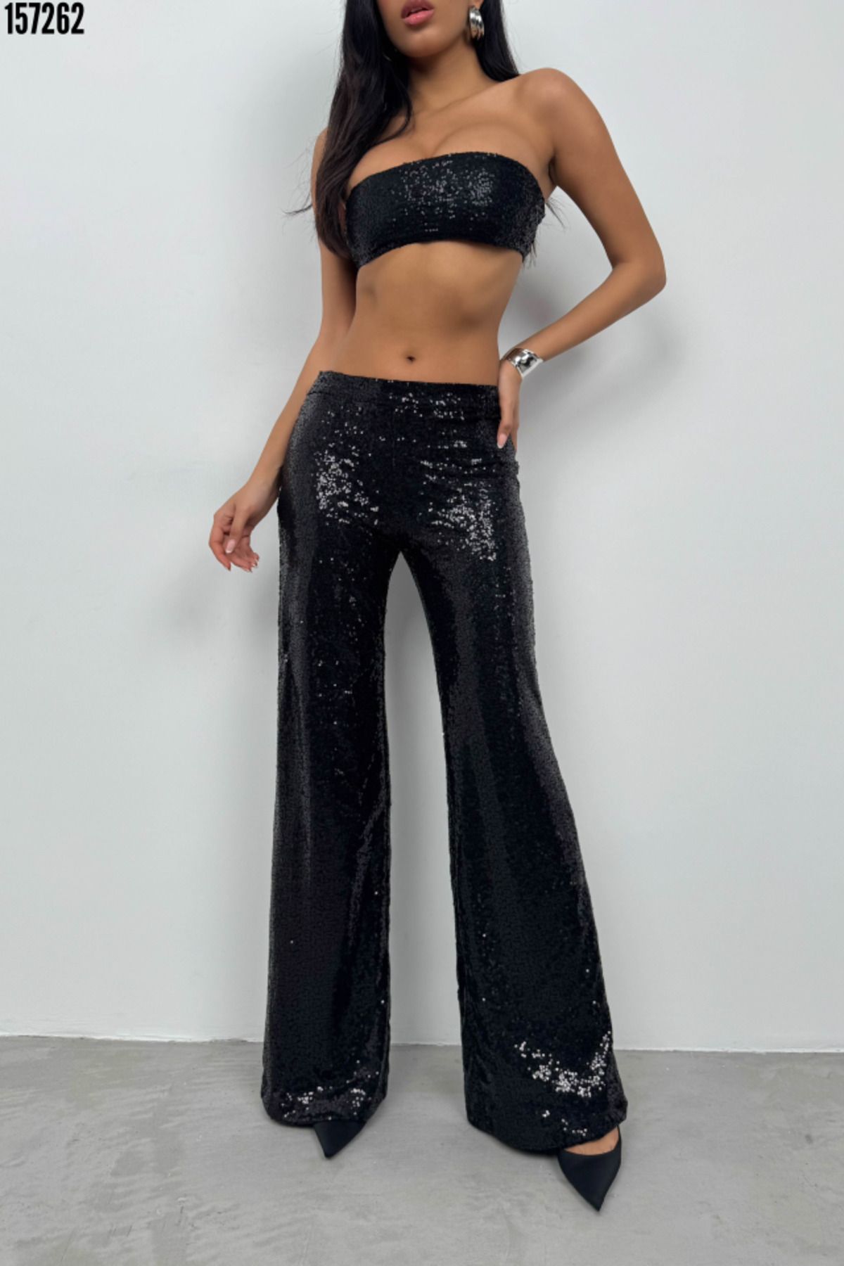 BZ Boutique Payetli Geniş Paça Pantolon 157262