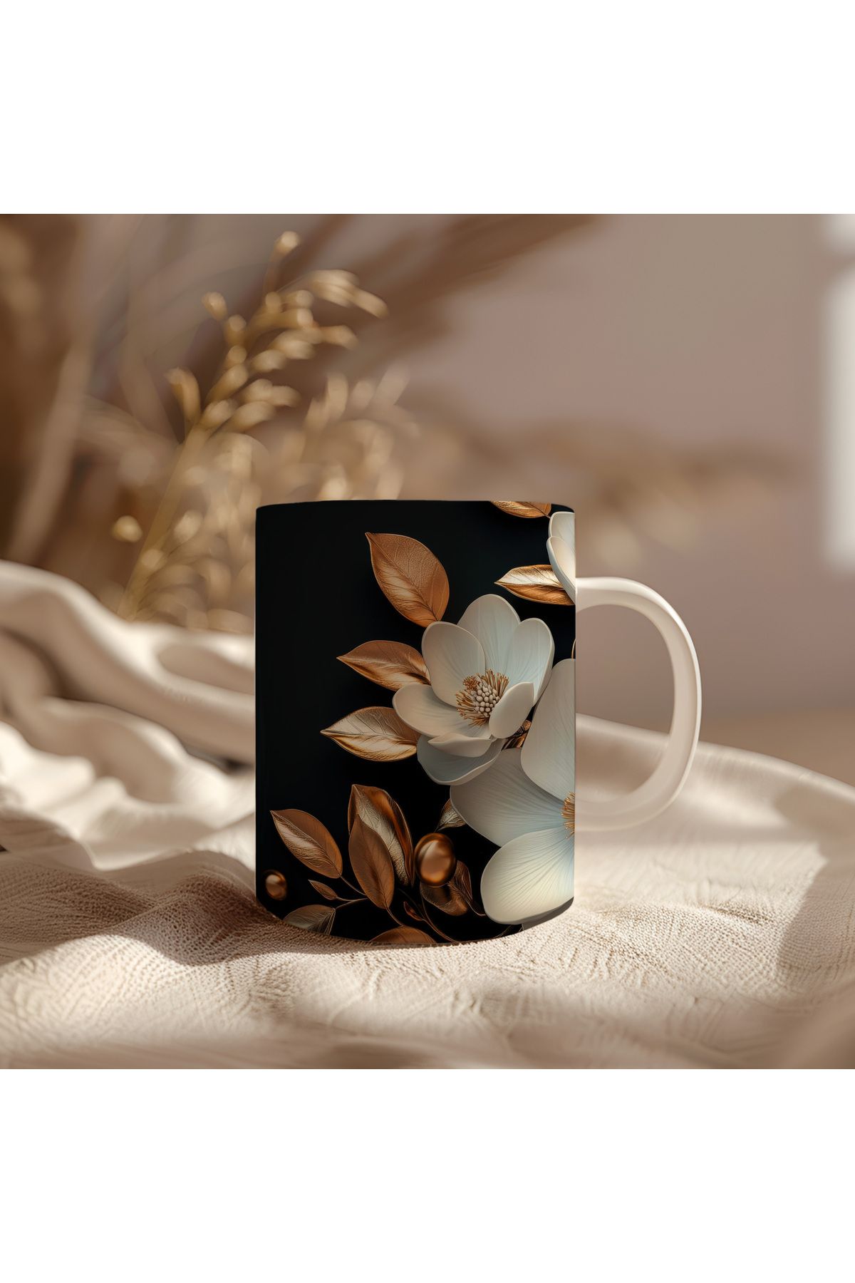waspandhornet Porselen Çiçek Desenli Kupa
