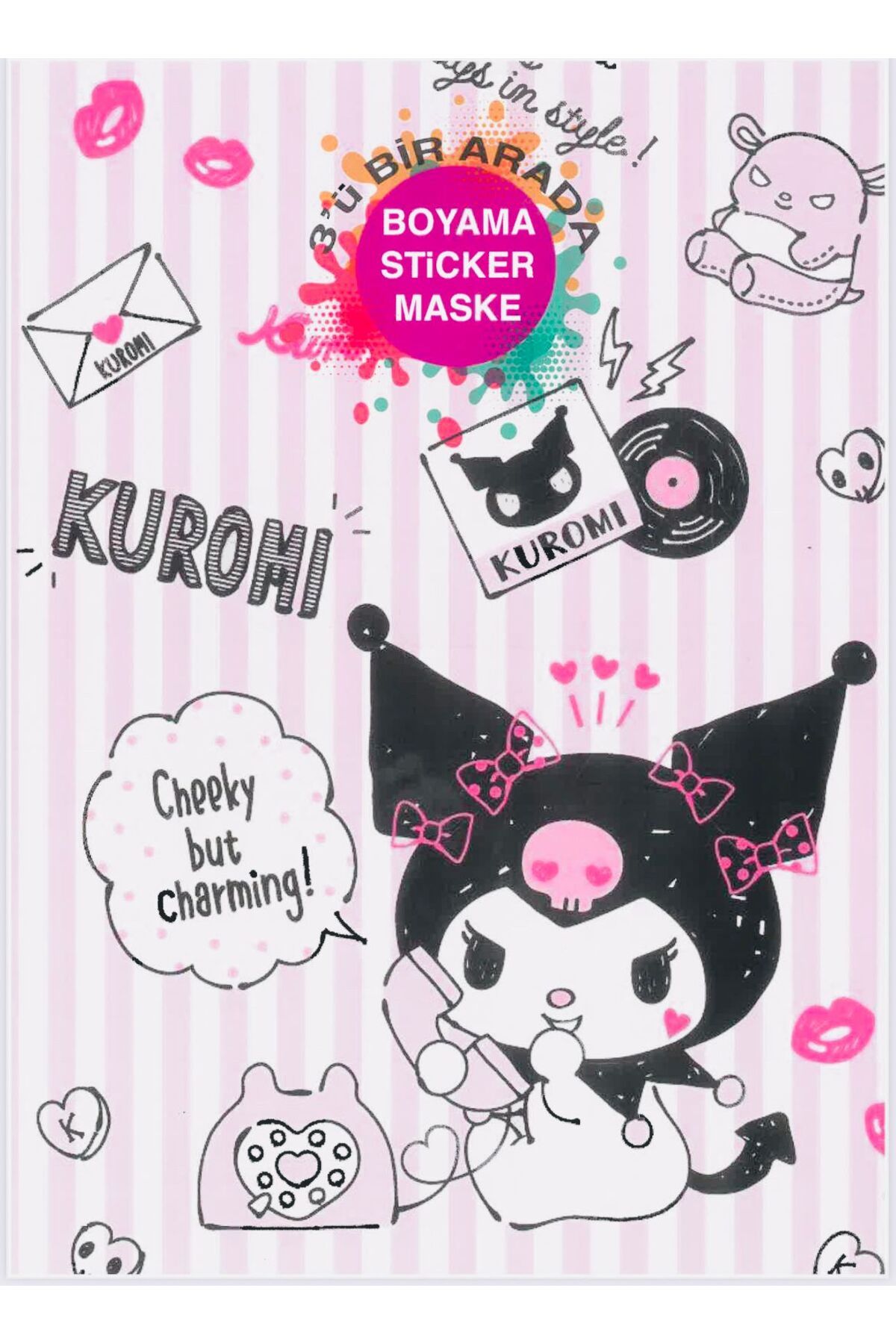 Deniz Oyuncak KUROMİ BOYAMA KİTABI STICKER HEDİYELİ ARKA KAPAK KESİLEREK MASKE YAPILABİLİR 16 RESİMLİ SAYFA