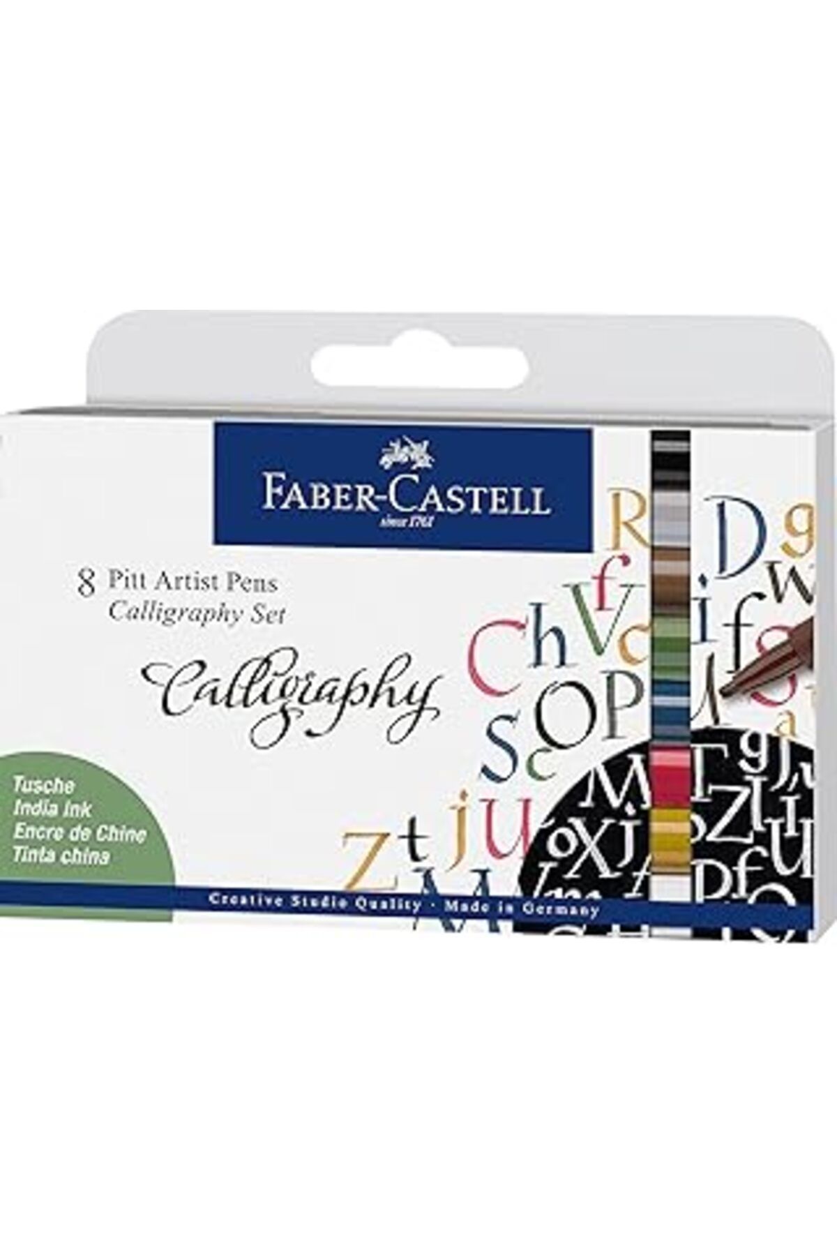 DENİZBİLİŞİM Faber-Castell Pitt Çizim Kalemi Kaligrafi Seti 8'Li