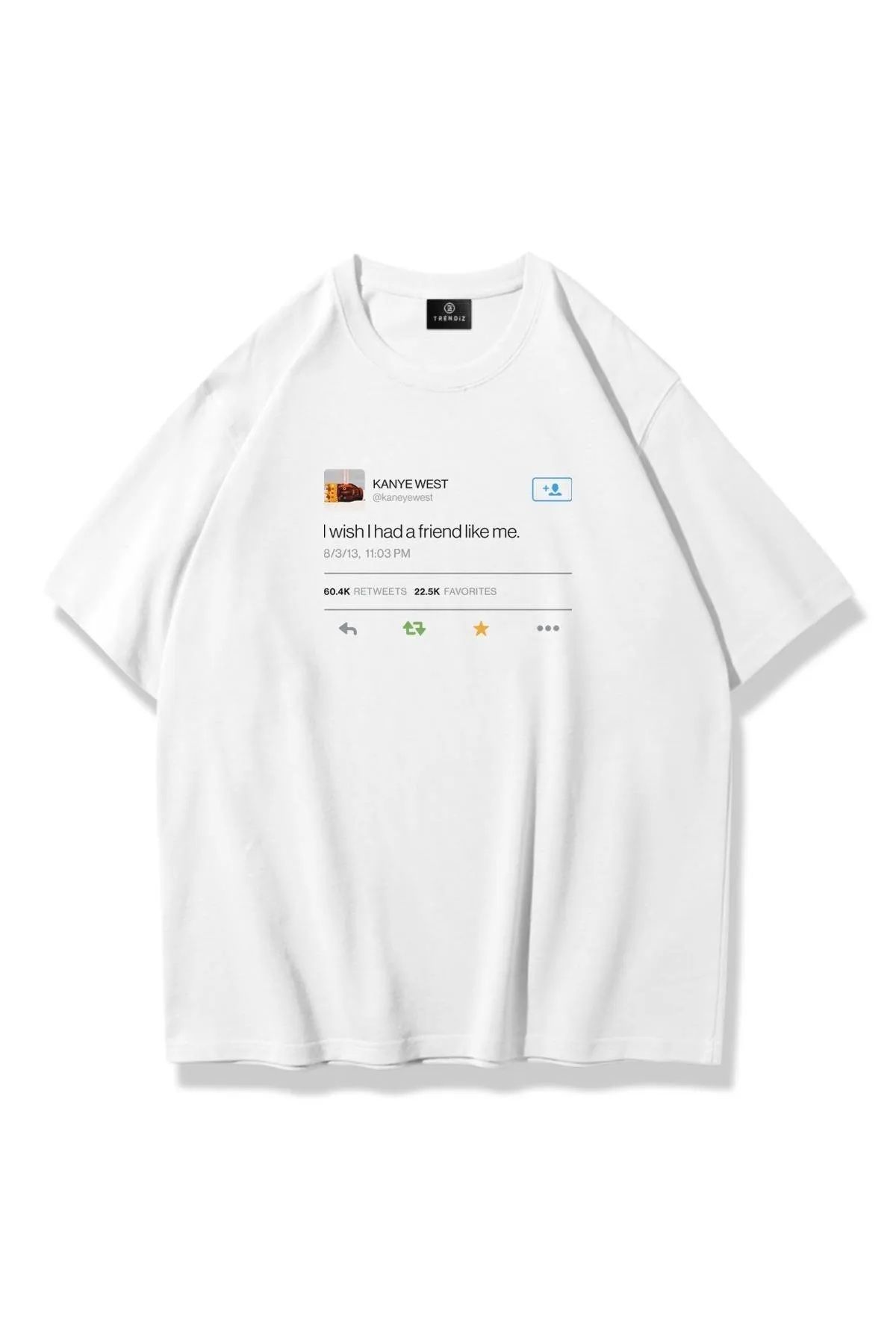 İnazuma Outdoors İnazuma Unisex Oversize Baskılı Pamuklu Bisiklet Yaka Kısa Kollu BEYAZ T-shirt