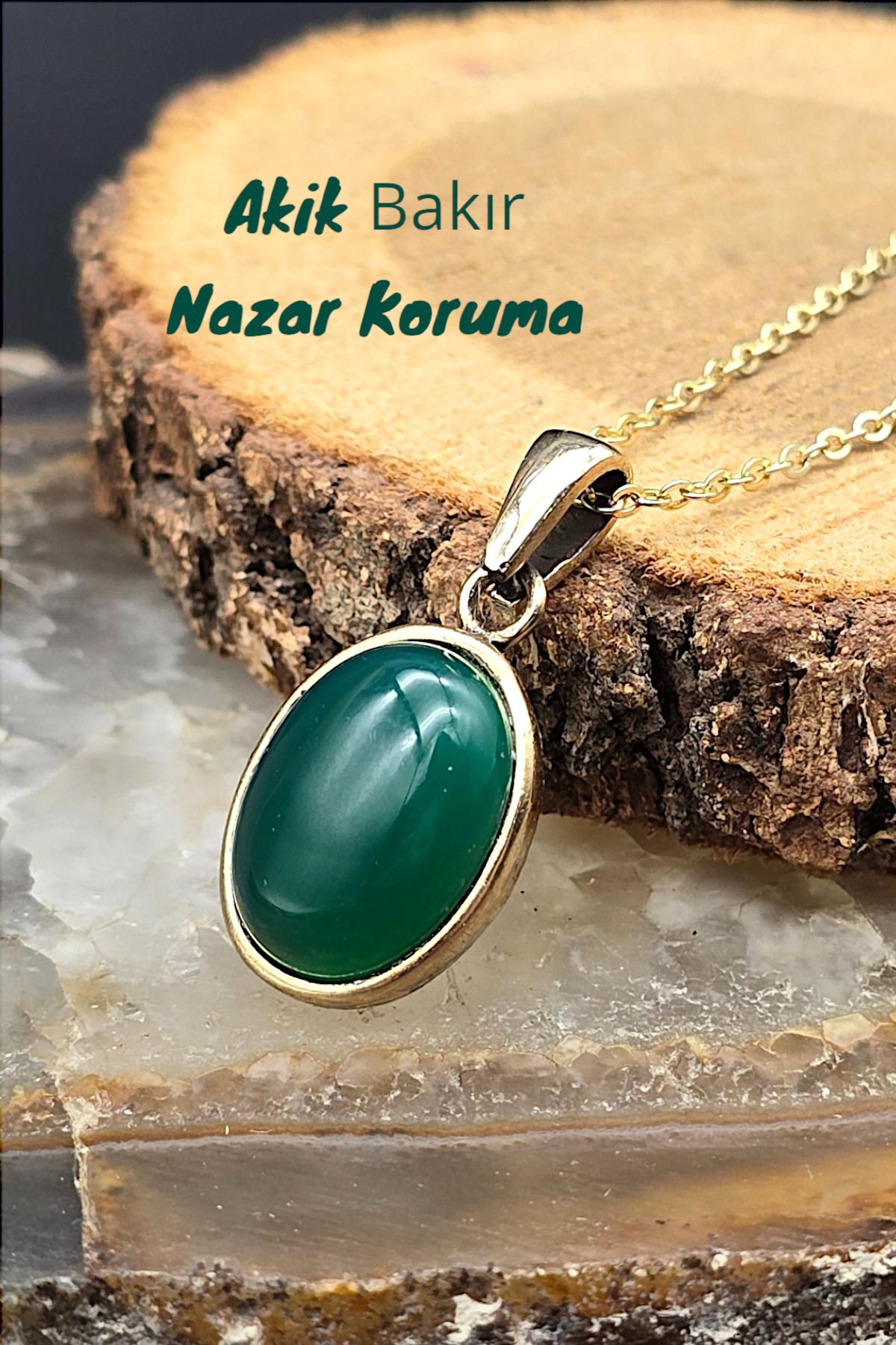 NBS Beautiful Naturel Stones Bakır Akik Kolye Trend Saf Bakır ( Kaplama Zincir ) ( Hediyelik , Günlük , Özel Günler )