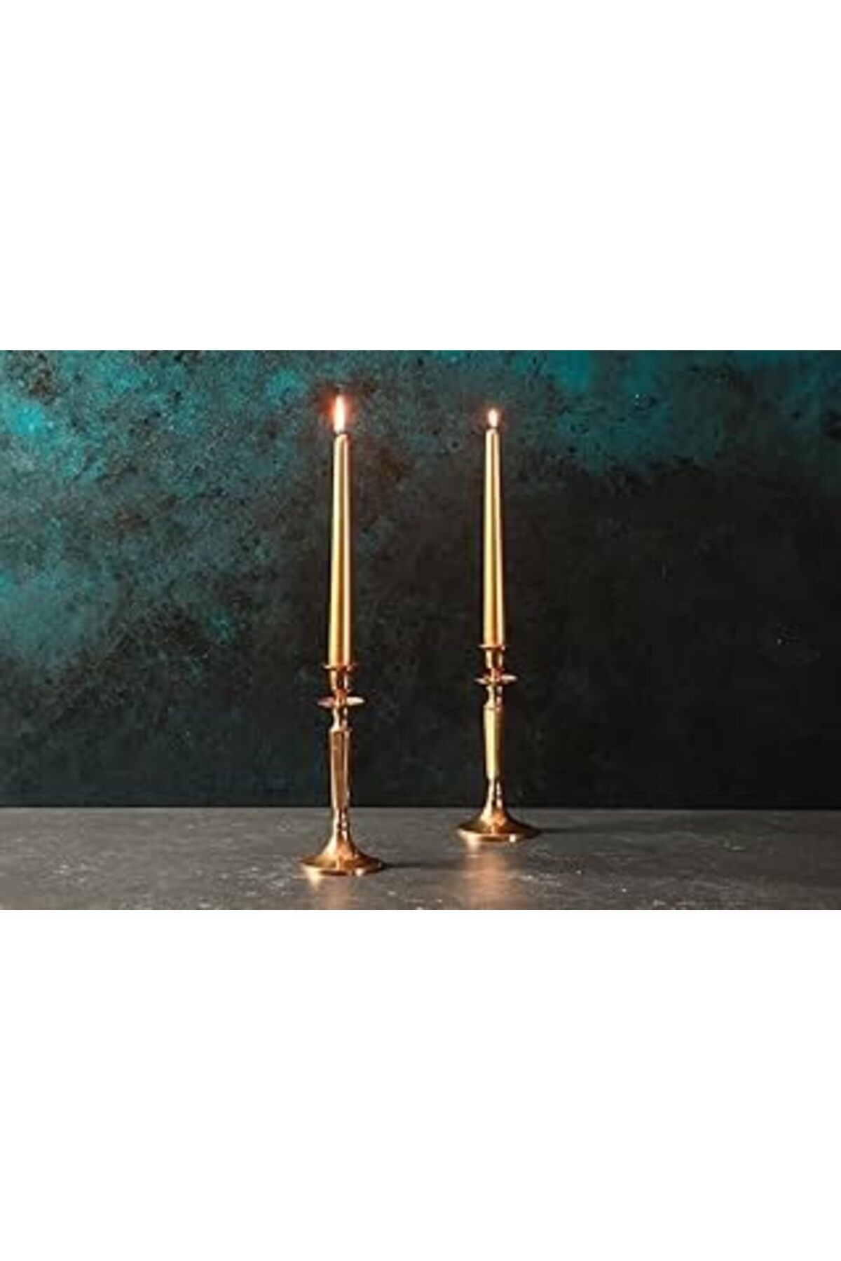 Mu Art Porland Shine Altın Şamdan Mum 2li Set 25cm