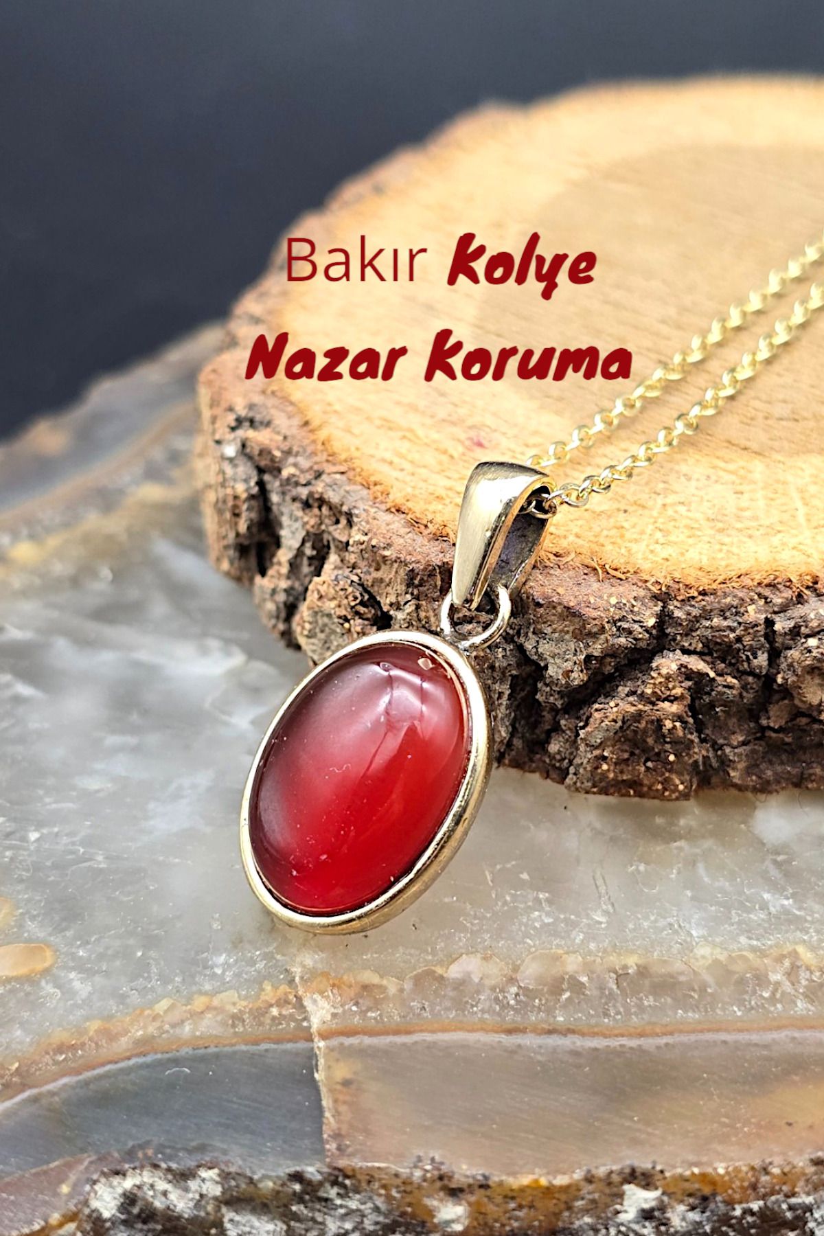 NBS Beautiful Naturel Stones Bakır Akik Taşlı Kolye Trend Saf Bakır ( Kaplama Zincir ) ( Hediyelik , Günlük , Özel Günler )