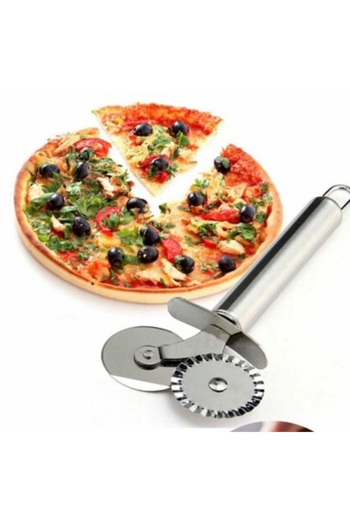 Skygo Çİft Başlı Metal Pizza Kesici ve Hamur Ruleti