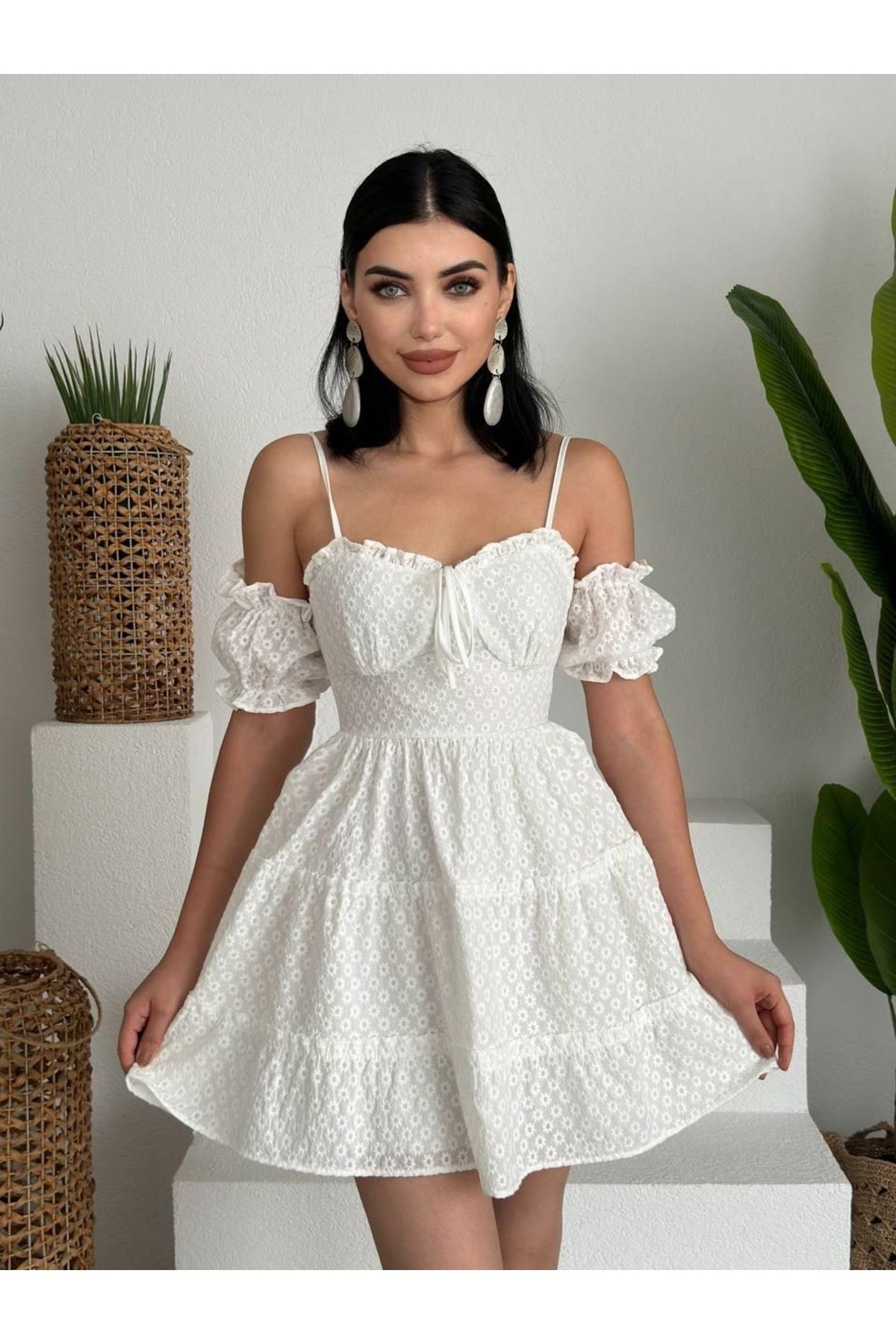TUA MODA TUA MODA Lucca Kolu Lastikli Mini Elbise