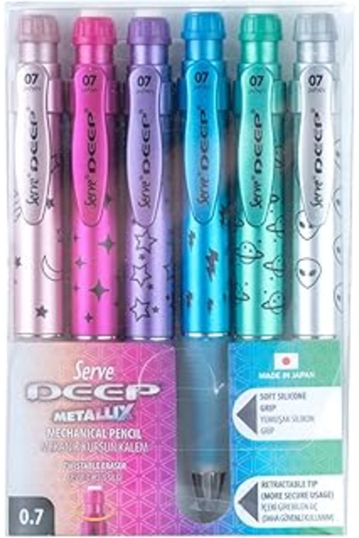Pazarcan Serve Deep Mekanik Kurşun Kalem Metalik Desen 0.7 Mm 6'Lı Set