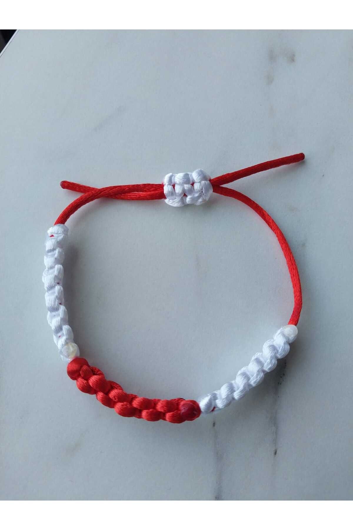Selibra Kırmızı Beyaz Makrome Bileklik