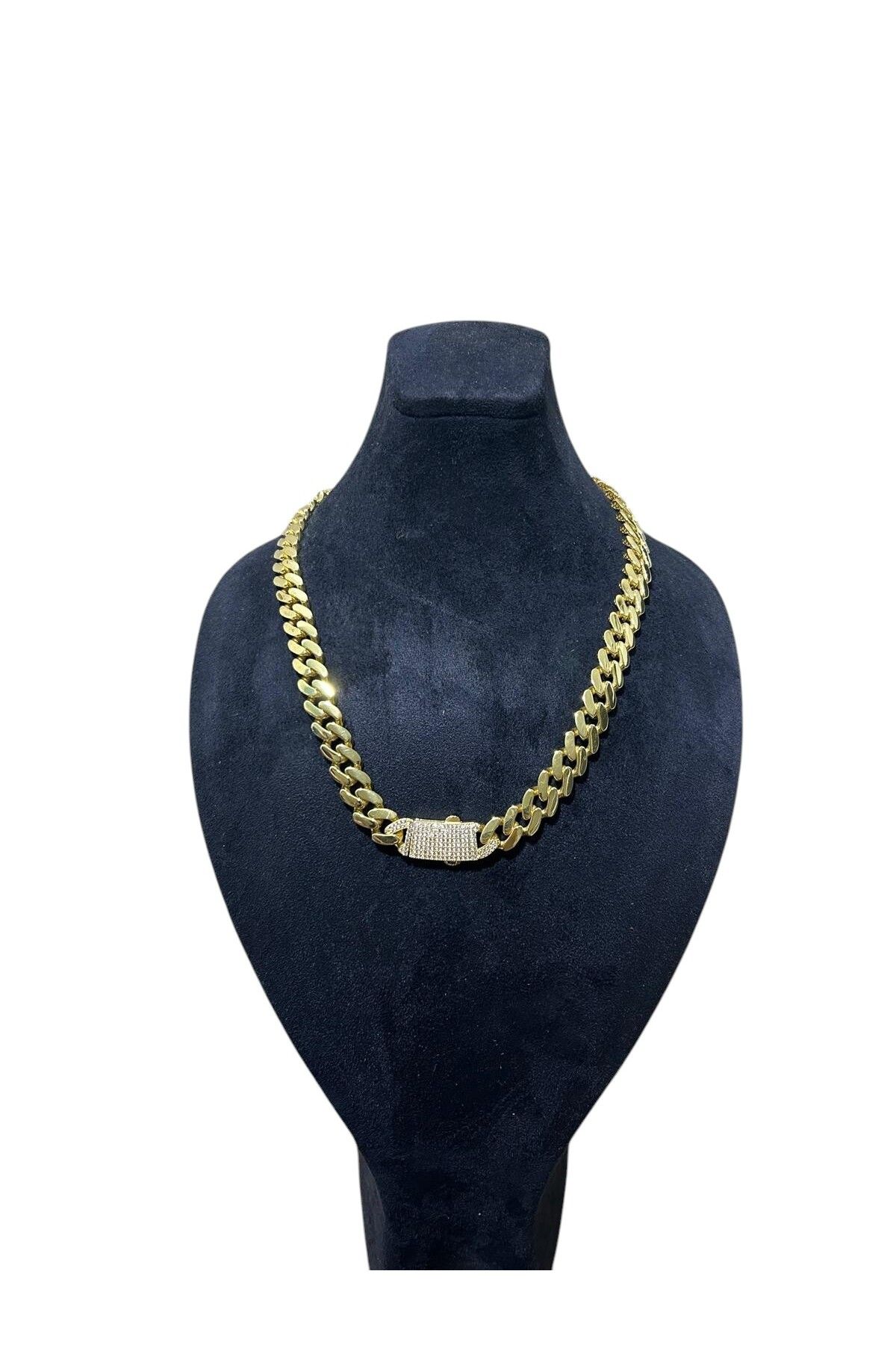 THE SILVER JEWELRY 11 MM 18K ALTIN KAPLAMA ÖZEL YAPIM GURMET KOLYE