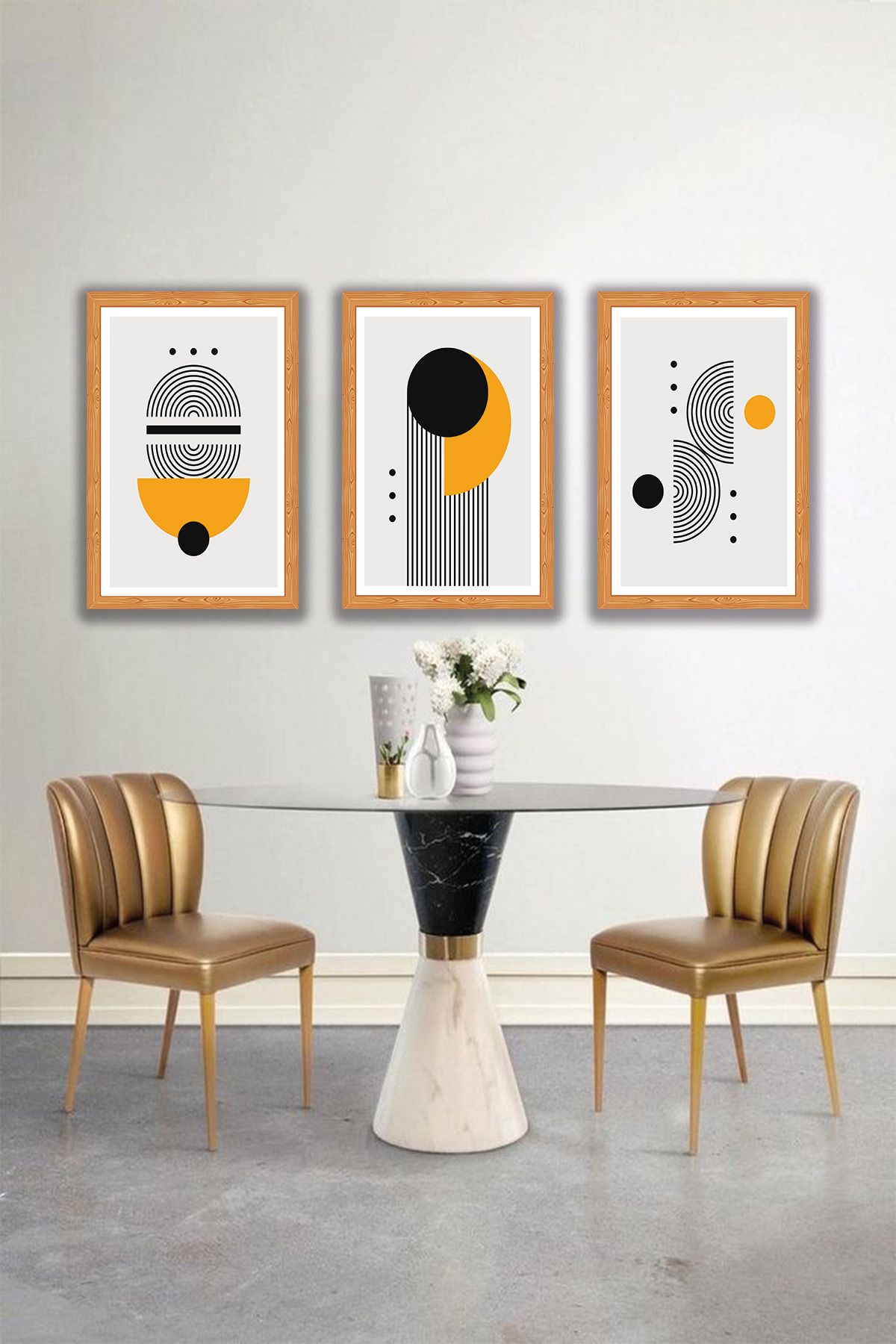 dekor artı Modern Tarzda Minimalist Salon Tablosu 3 Parça Ahşap MDF Baskı