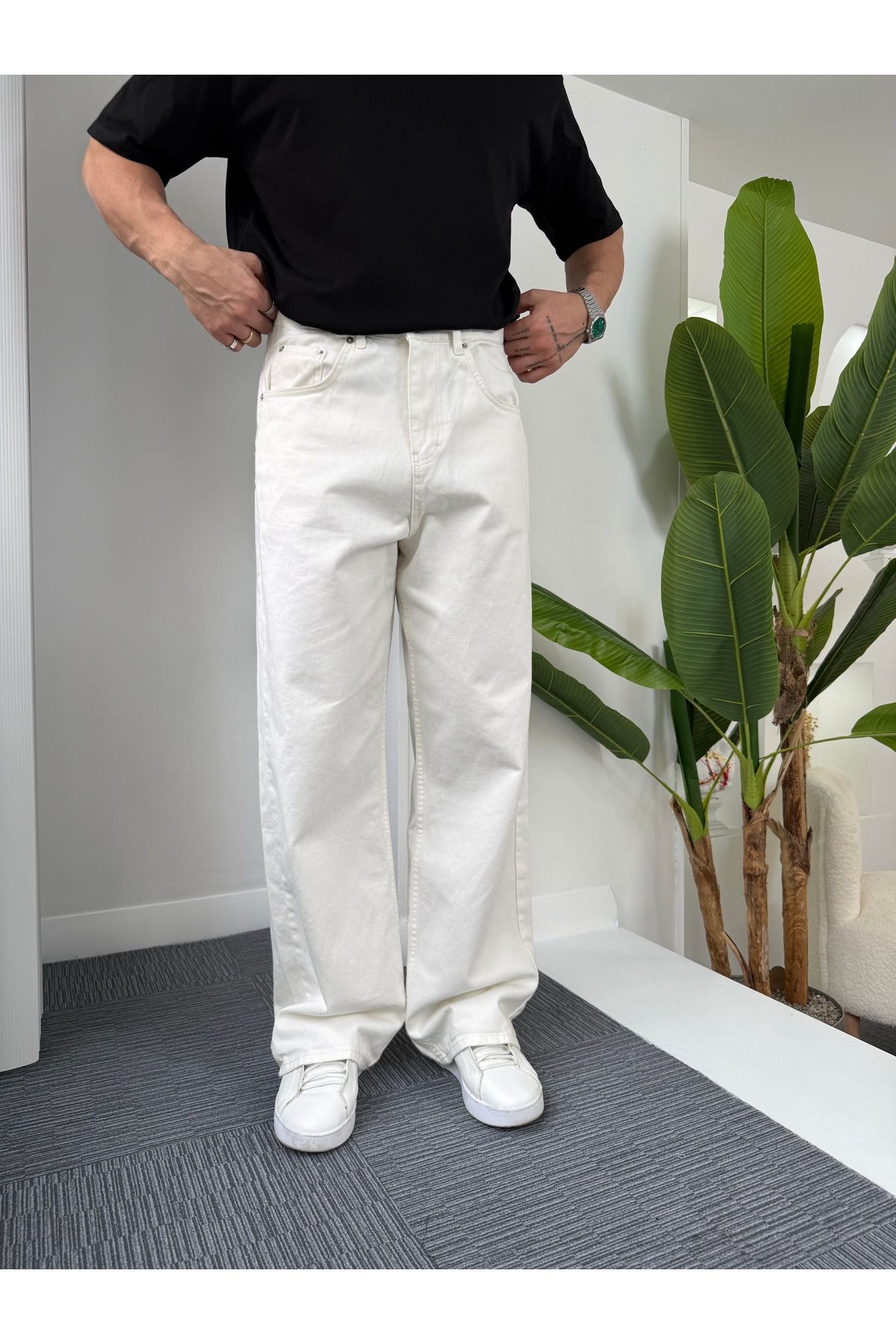 UTTBASİC Ekru GG Gabardin Baggy Pantolon