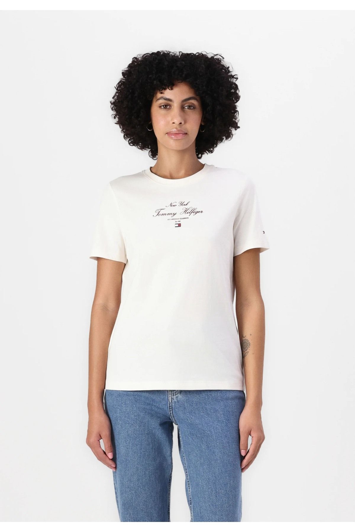 Tommy Hilfiger Sport ""Tommy Hilfiger Pamuklu Regular Kadın Fit T-Shirt