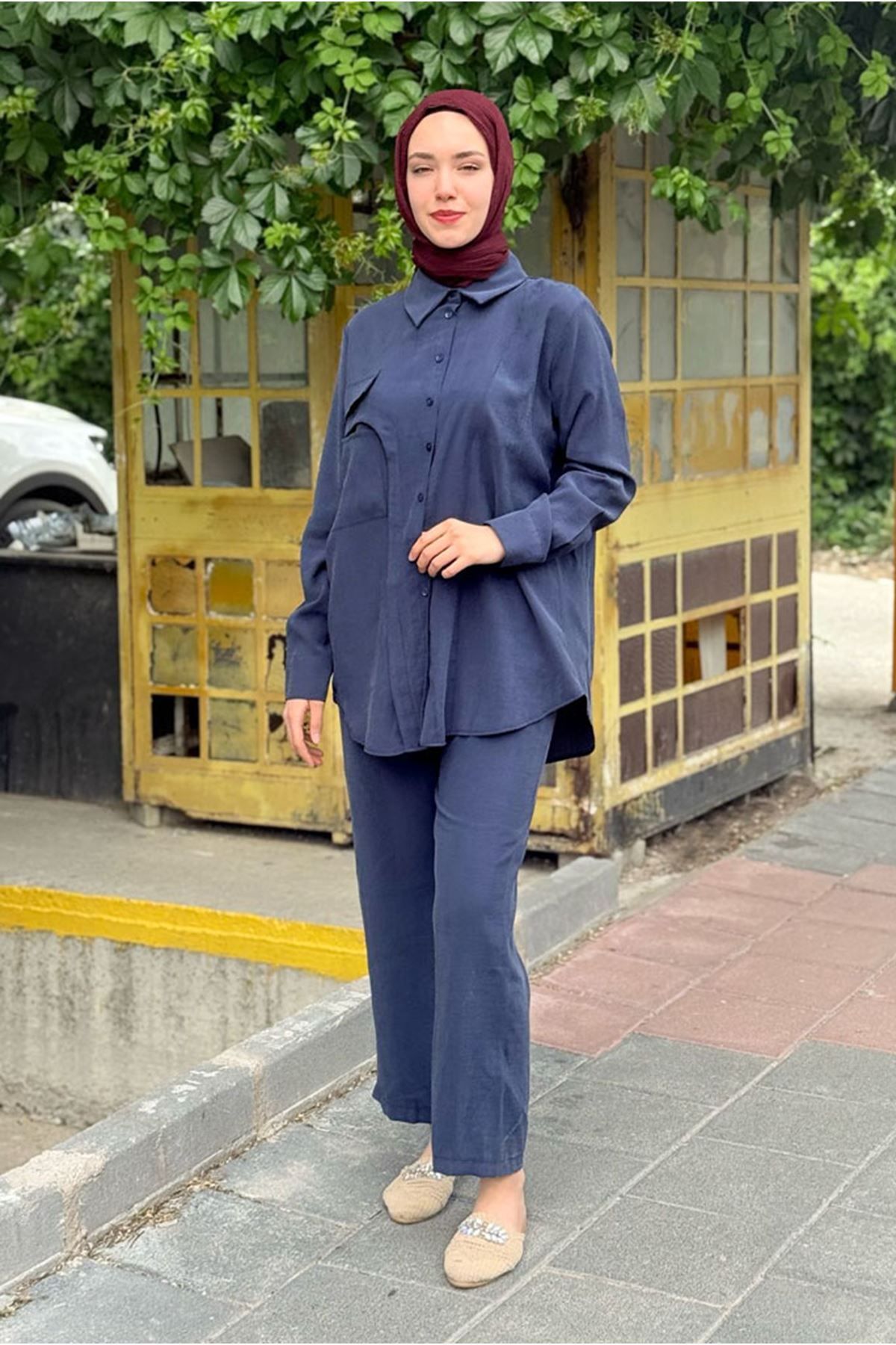 Moda Rosa 25Y7535 - LACİVERT - GÖMLEKLİ İKİLİ TAKIM