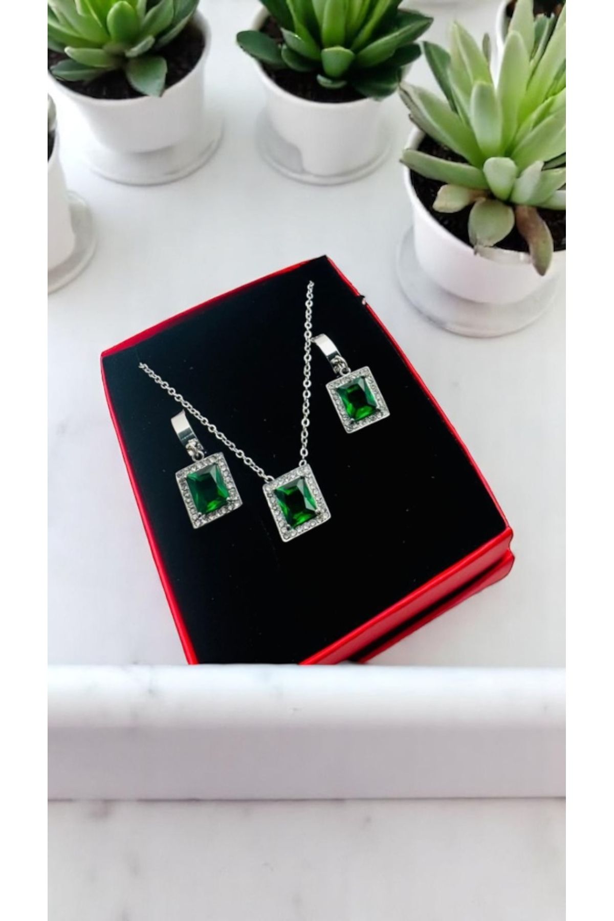 stainles steel Çelik kolye küpe (gümüş) renk