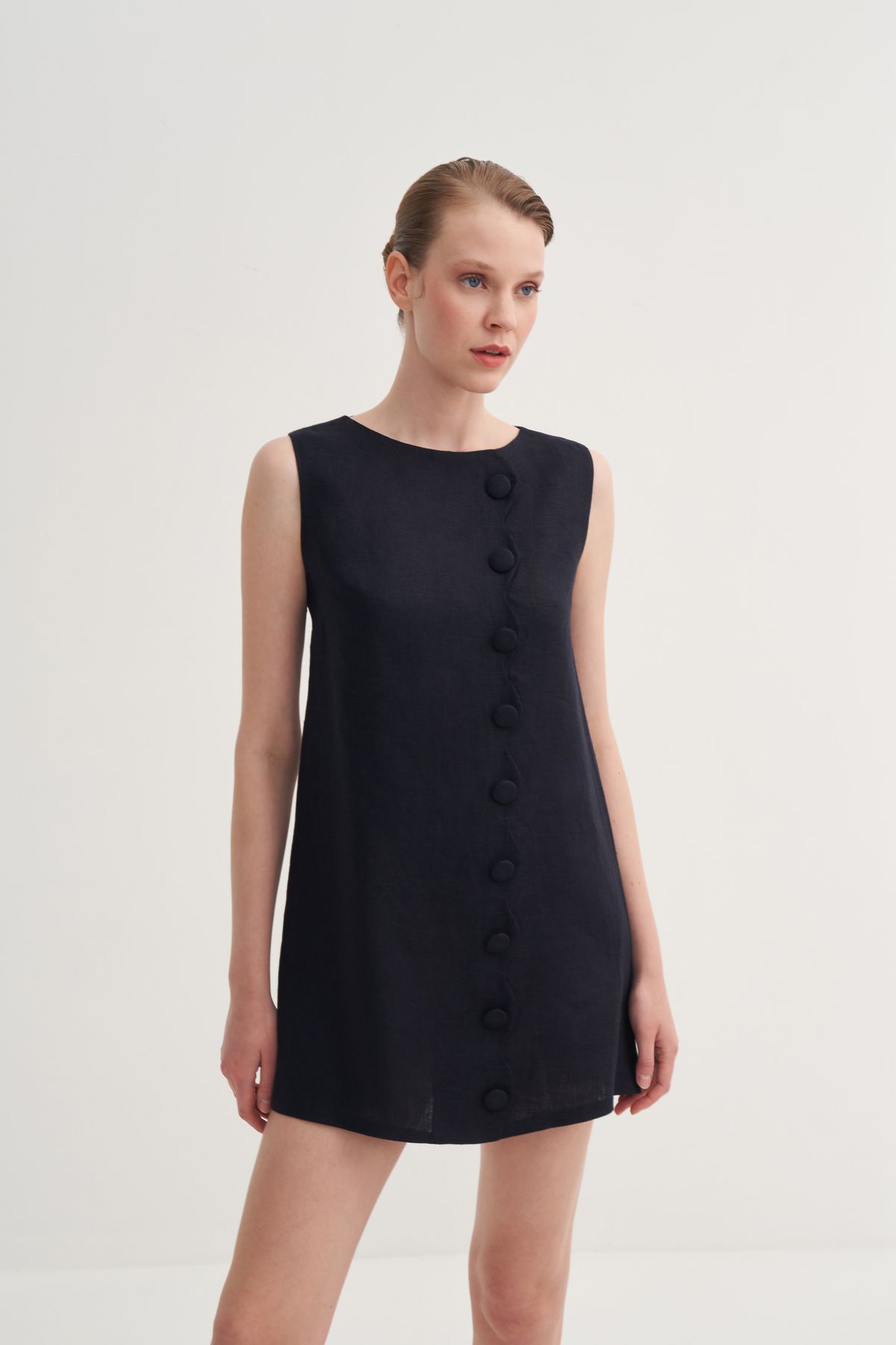 Jorbinol-Asymmetrical Buttoned Dress 4