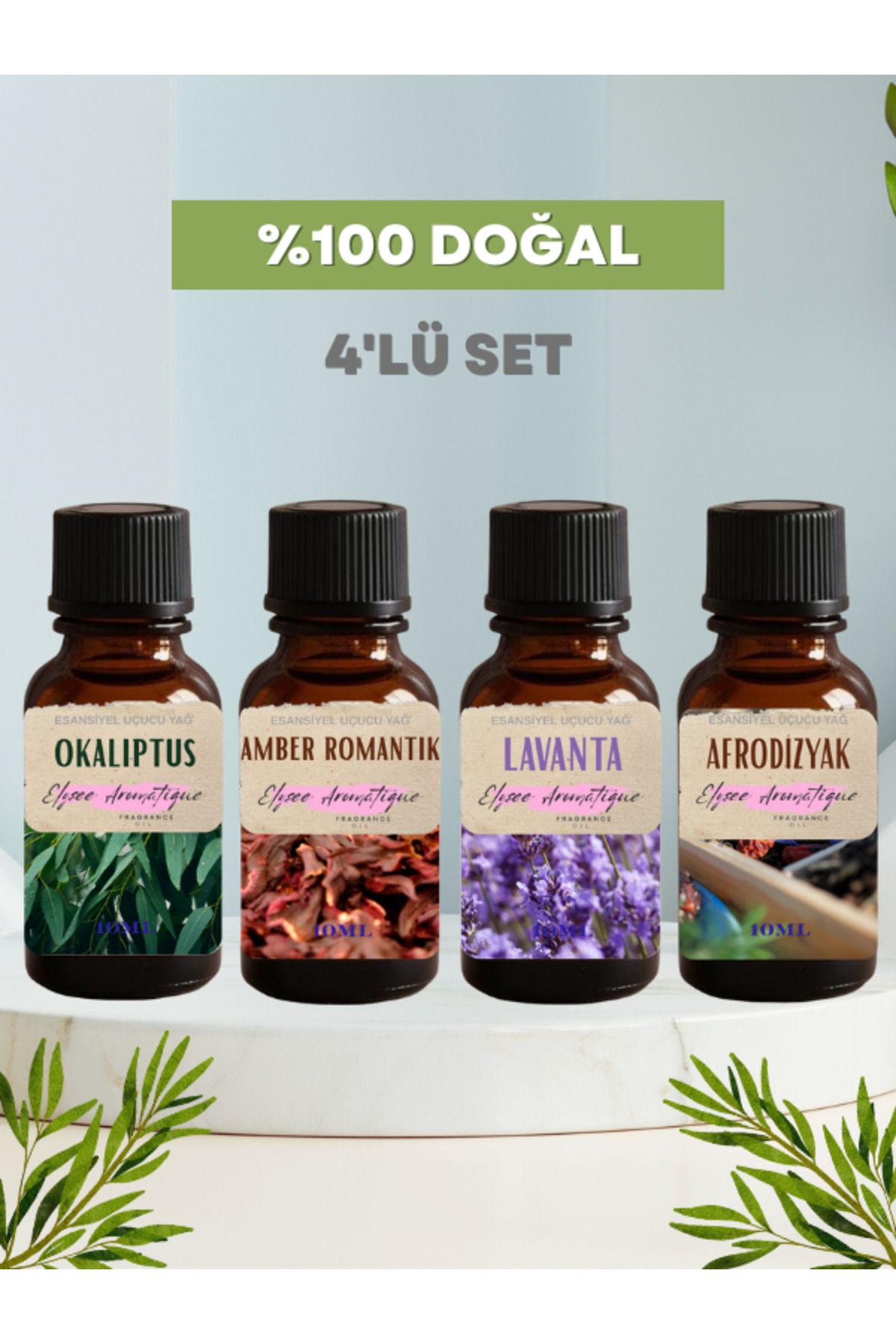 Elysee Aromatique 4'lü Set Esansiyel Uçucu Koku Yağı Difüzör Esansı Buhurdanlık Yağı Aromaterapi Yağı