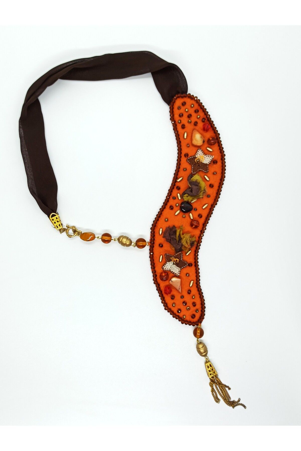 COOL&RELAX HANDMADE ETNİK OTANTİK BOHEM ÖZEL TASARIM KADIN KAHVERENGİ KOLYE