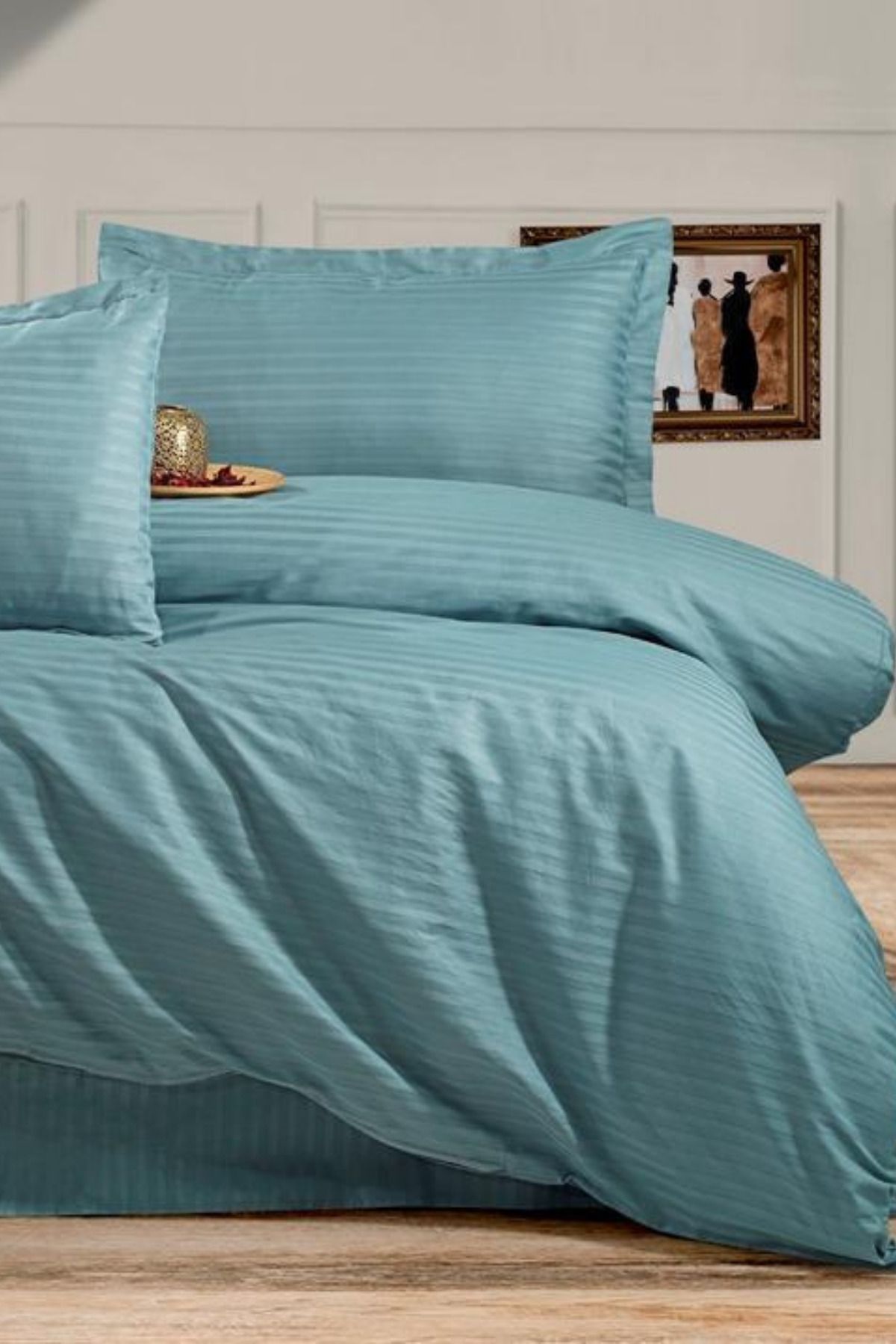 Alena Home Style Çizgili Pamuk Saten Çift Kişilik Nevresim Takımı, Çizgili Otel Nevresim Takımı