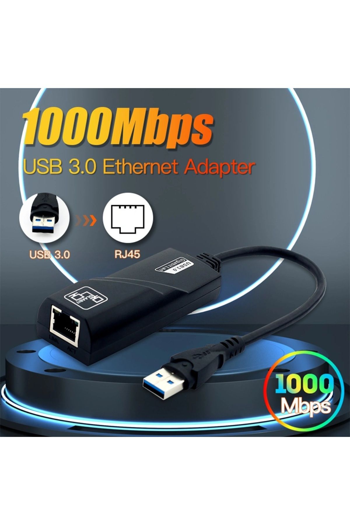 Derwell Rj45 Ağ Adaptörü RTL8153 Lan Ethernet İnternet Usb 3.0 Çevirici Converter Adaptör Harici Gigabit Ağ