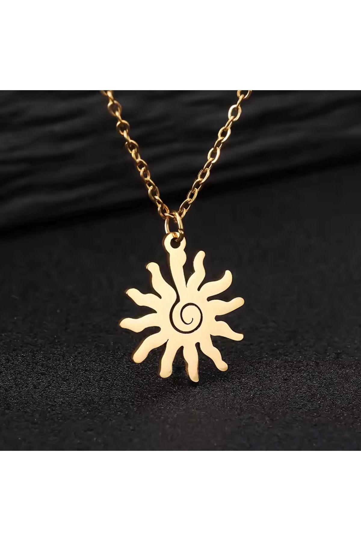 N!da Jewelry 925 Ayar Gümüş Güneş Sprial Kolye