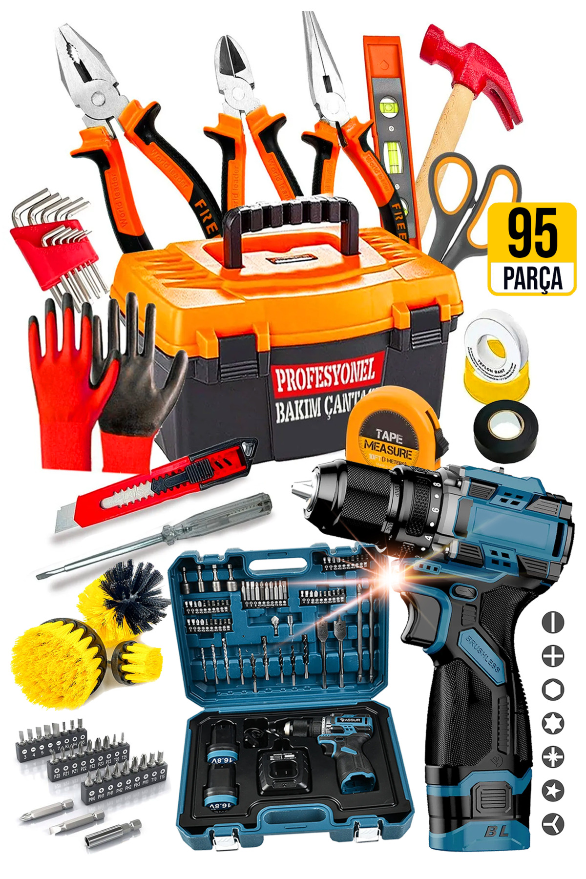 PROXTECH Kömürsüz Pro Şarjlı Matkap Seti 95 Parça | Vidalama