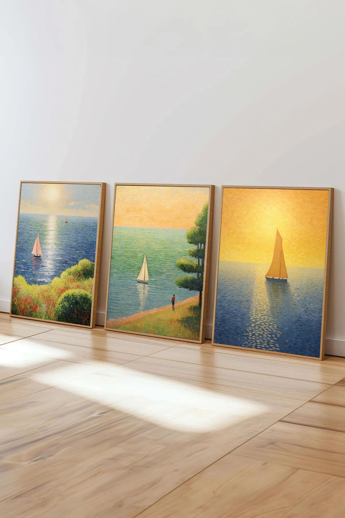 Dekorsiahome 3 Parça Ahşap Çerçeveli Oturma Odası Salon Mutfak Tablo Seti SET3045