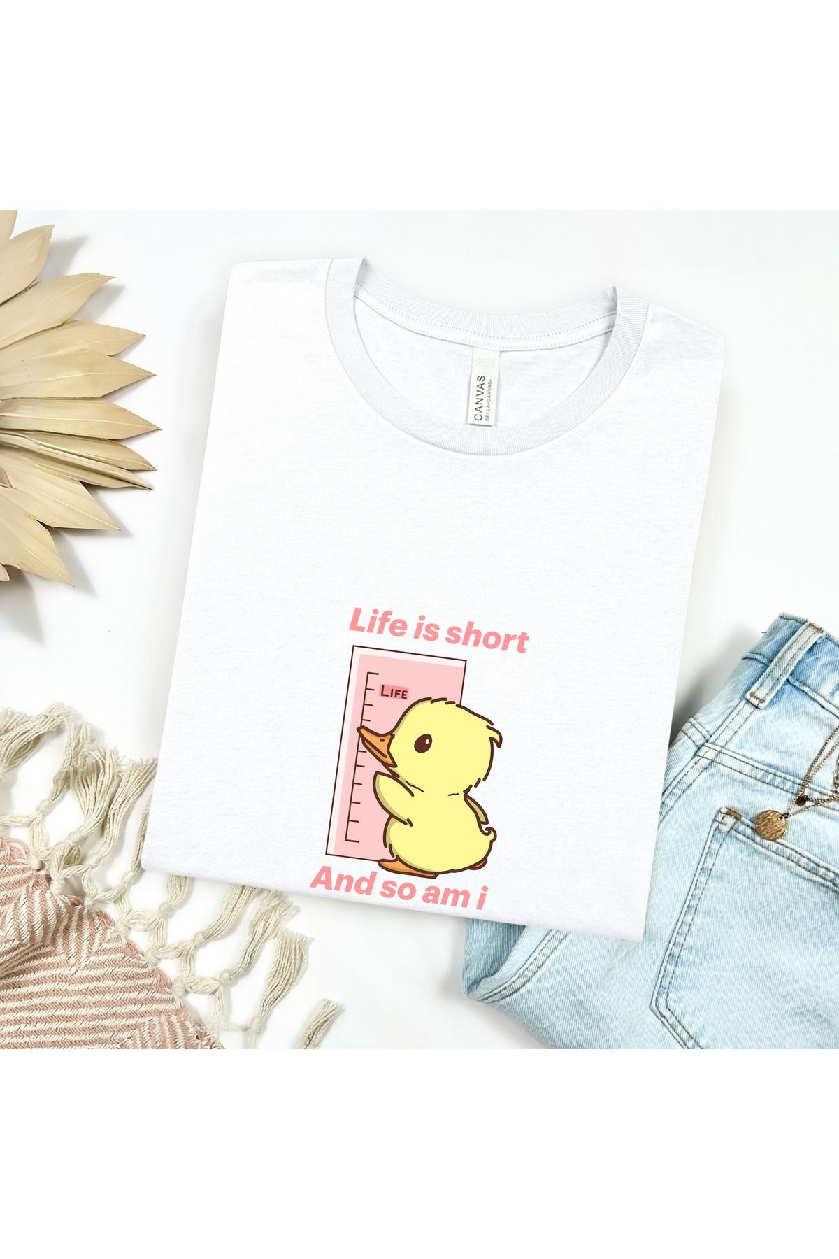 GHAND Life is Short and So am i BASKILI trend Unısex Normal Kalıp T-Shirt