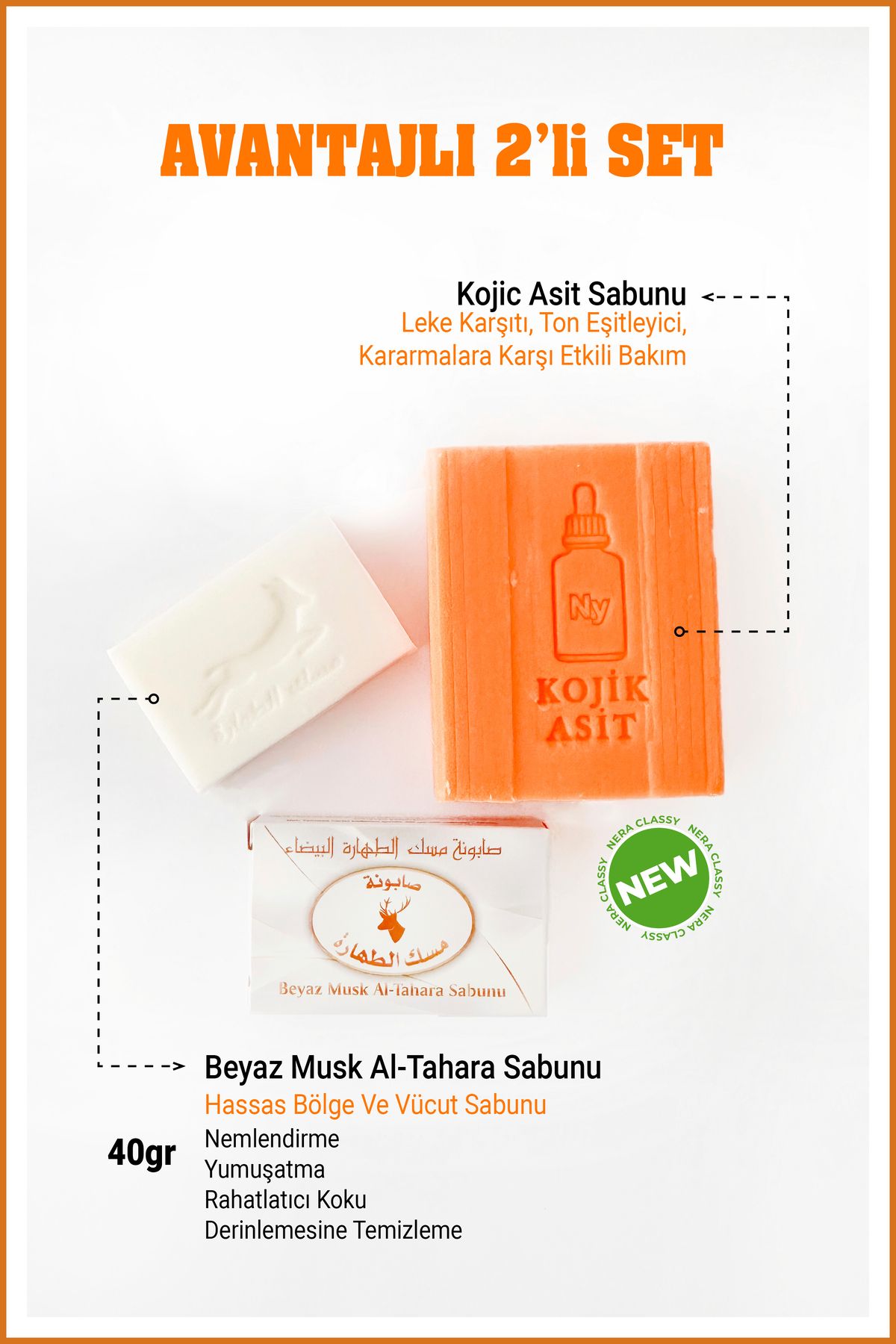 Nera Classy Beyaz Musk Al-Tahara Sabunu 40gr- Kojik Asit Etkisi Ile Leke Karşıtı Kojik Asit Sabunu