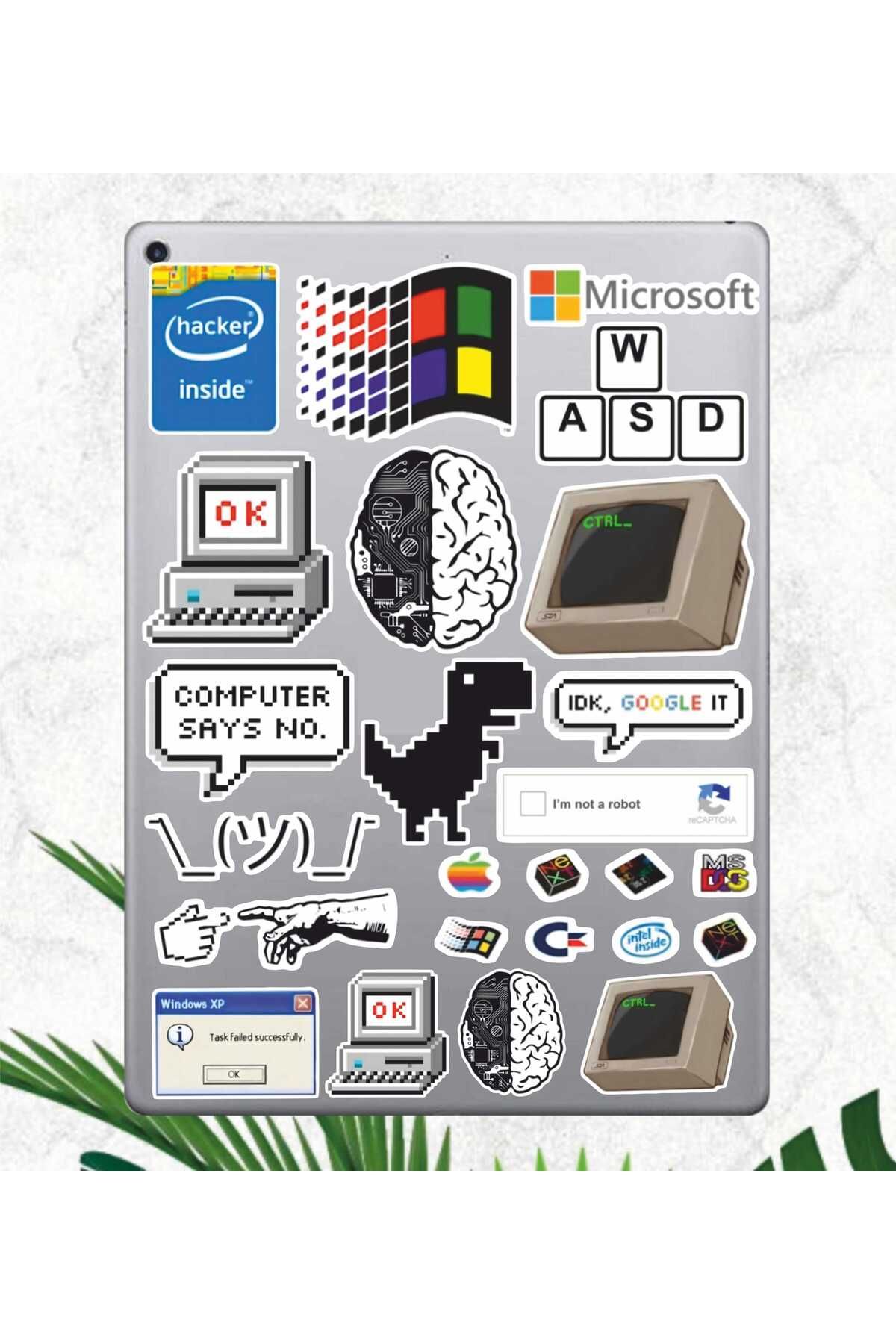 hediyenebak Nostaljik Bilgisayar Sticker Seti | Laptop Ajanda PC Tablet Telefon Defter Etiket Bullet Journal