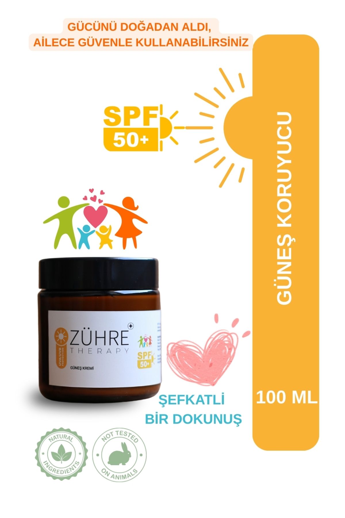 ZÜHRE THERAPY Doğal Güneş Kremi Spf 50 | Bitkisel Koruma | 100 ml